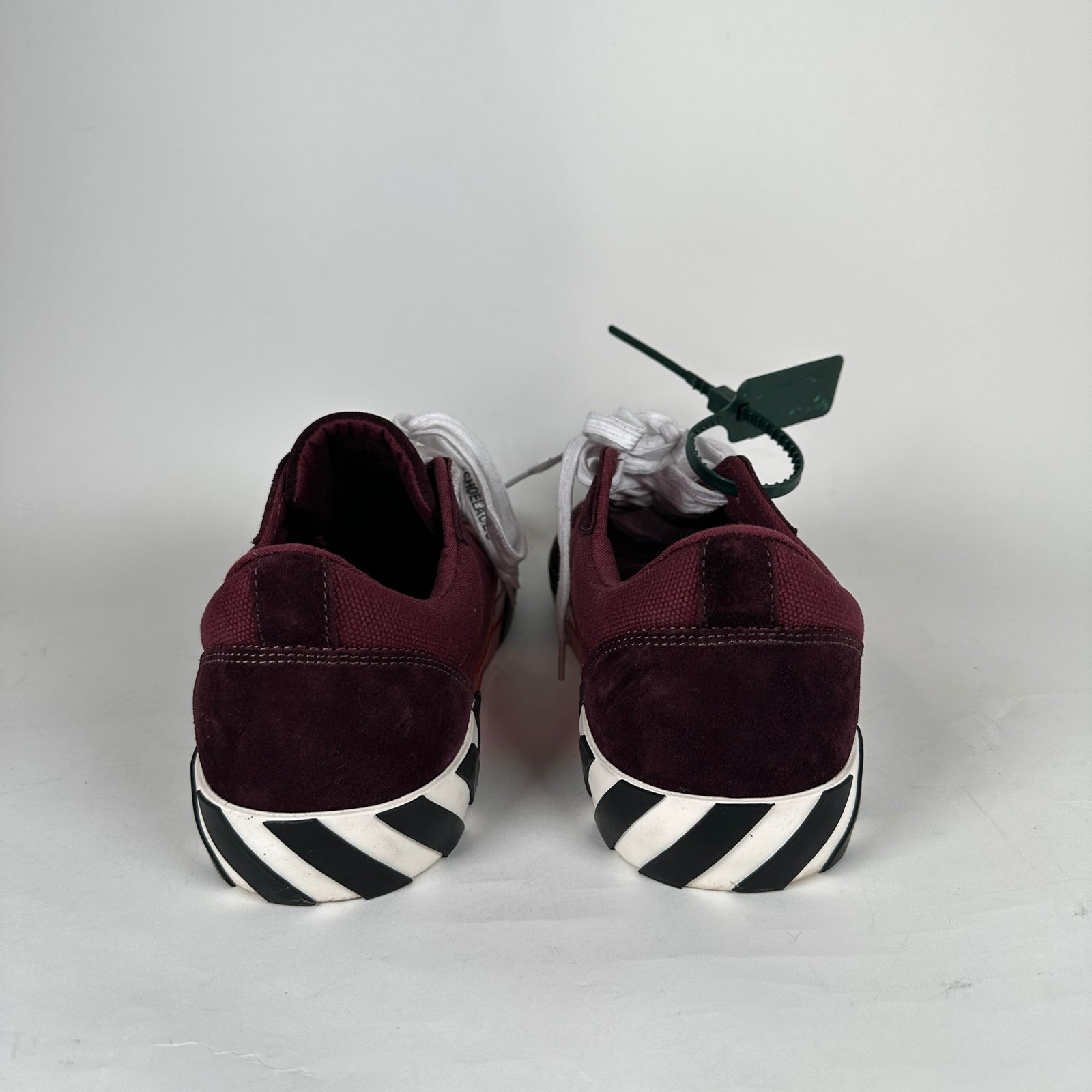 Off-White Burgundy Vulcanized Canvas Low Top Sneaker Size 45