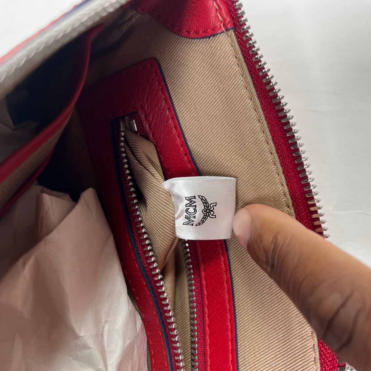 MCM Red Visetos Pouch