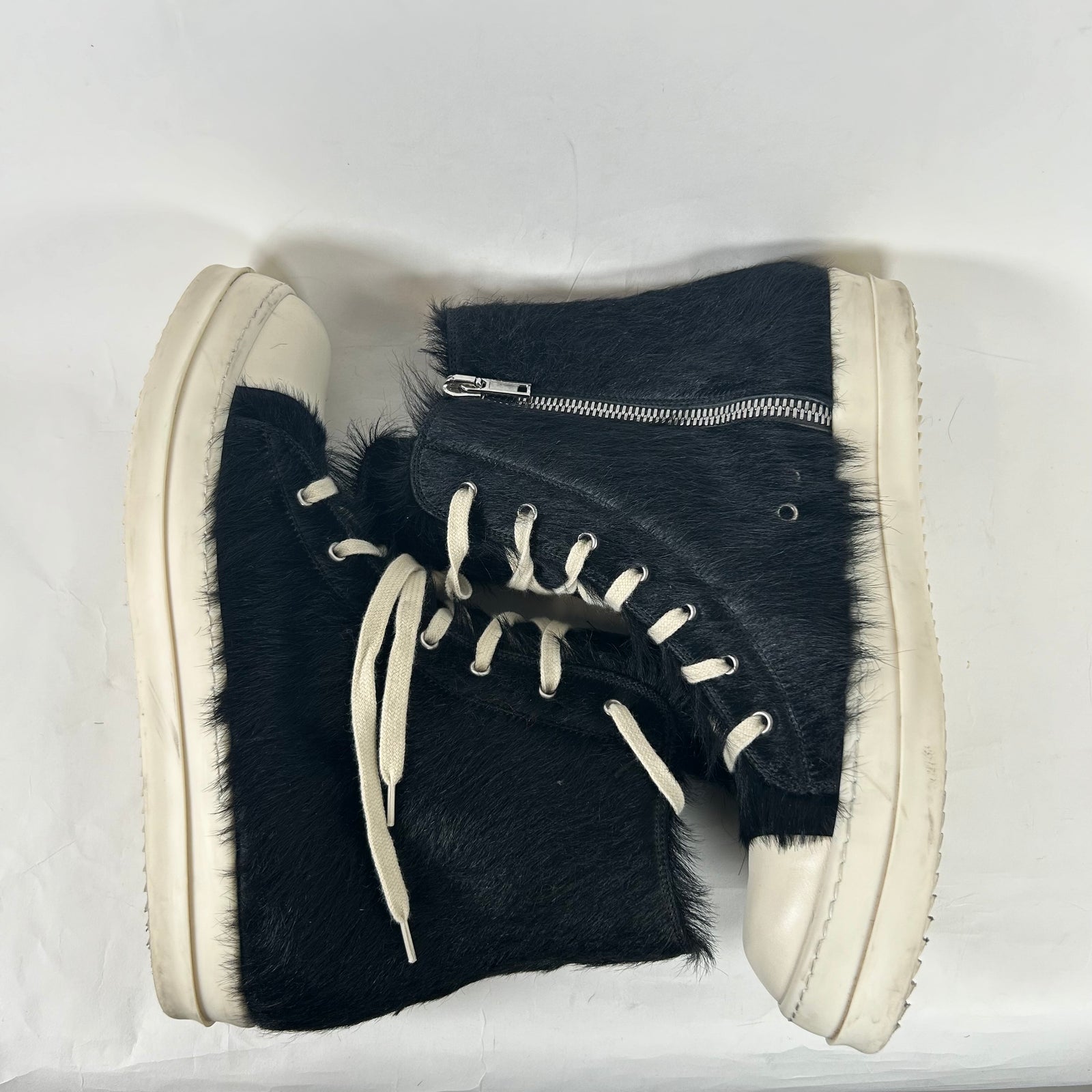 Rick Owens Black Pony Hair High Top Ramones Size 46