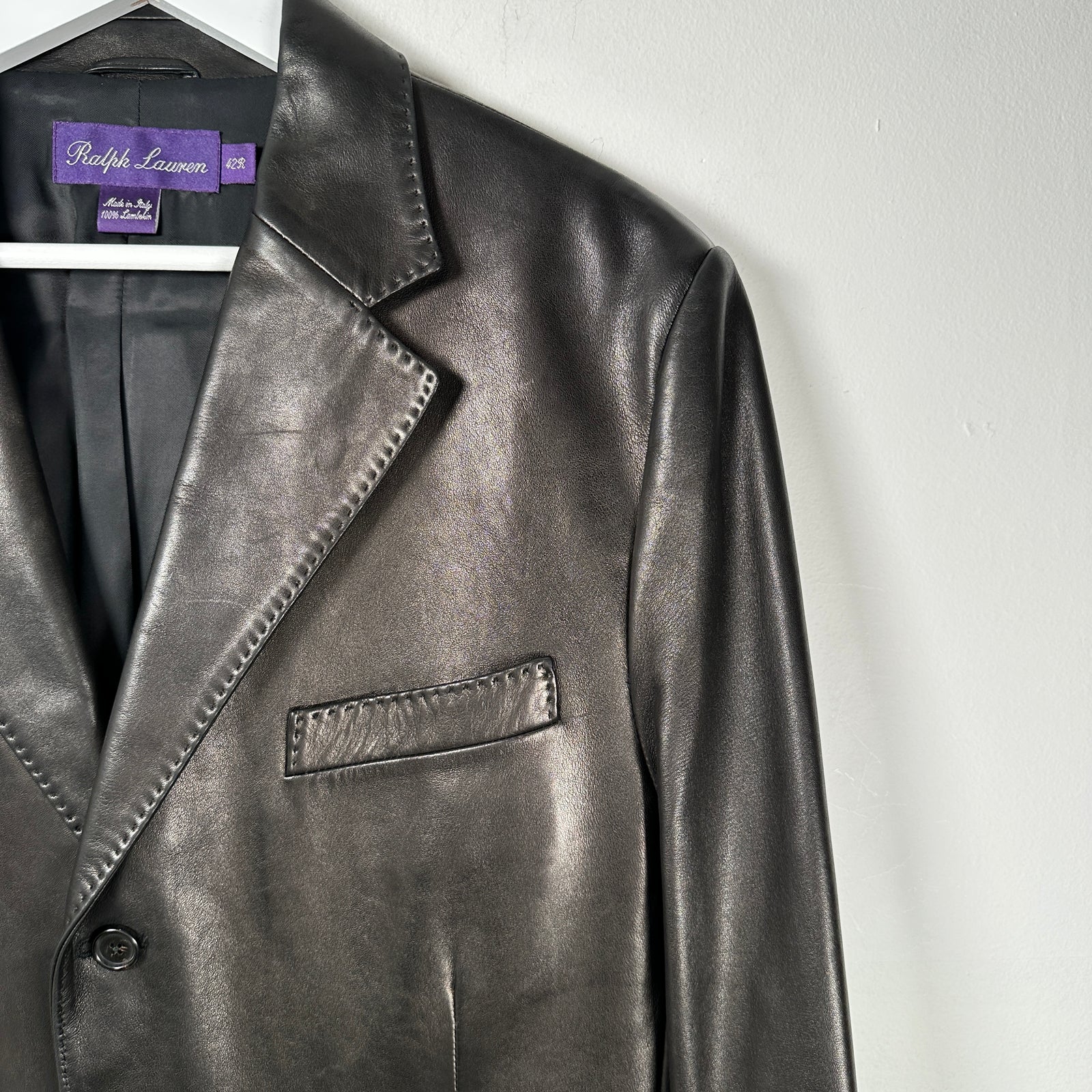 Ralph Lauren Purple Label Lambskin Leather Blazer Size 42R