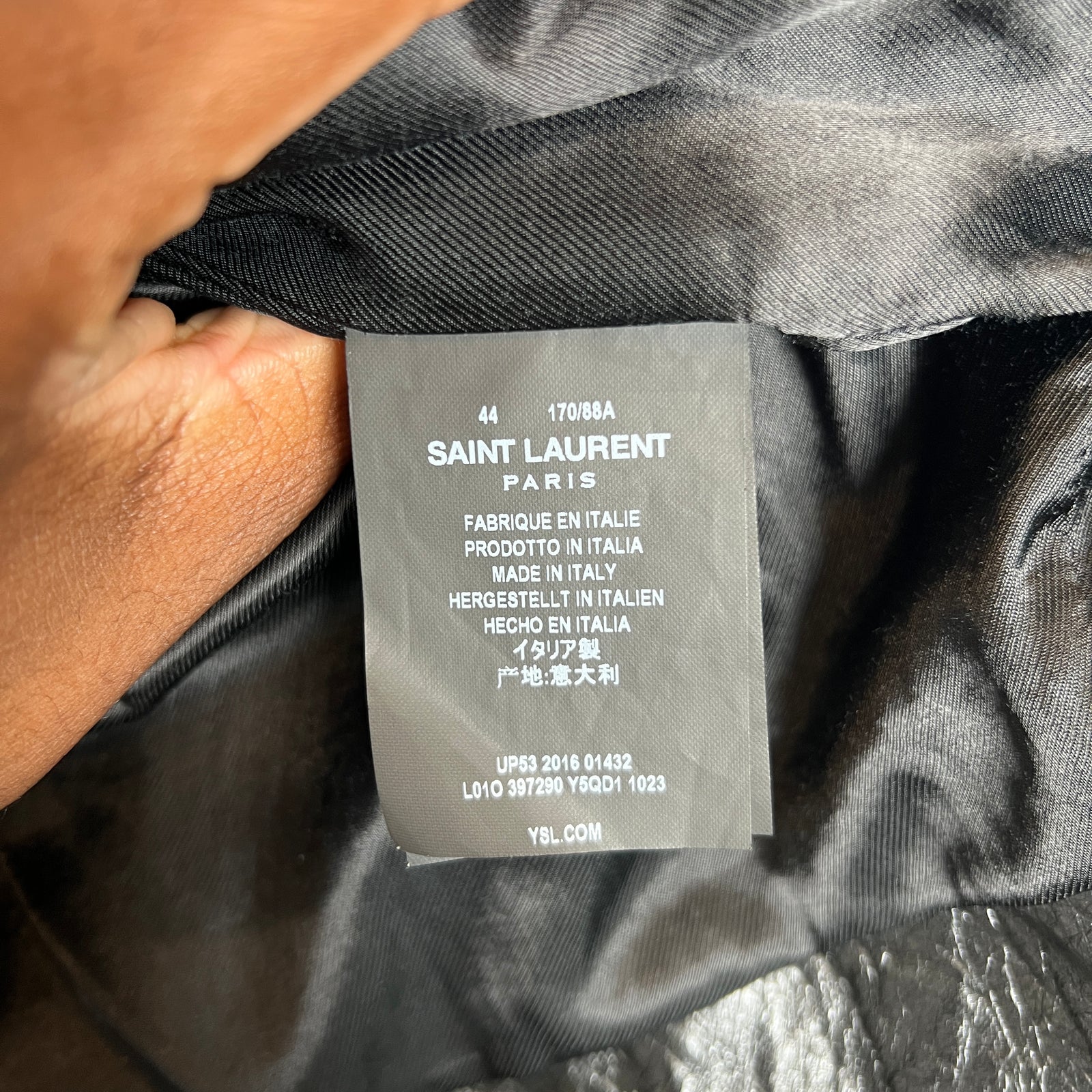Saint Laurent Paris FW16 Distressed L01 Leather Biker Jacket Size 44