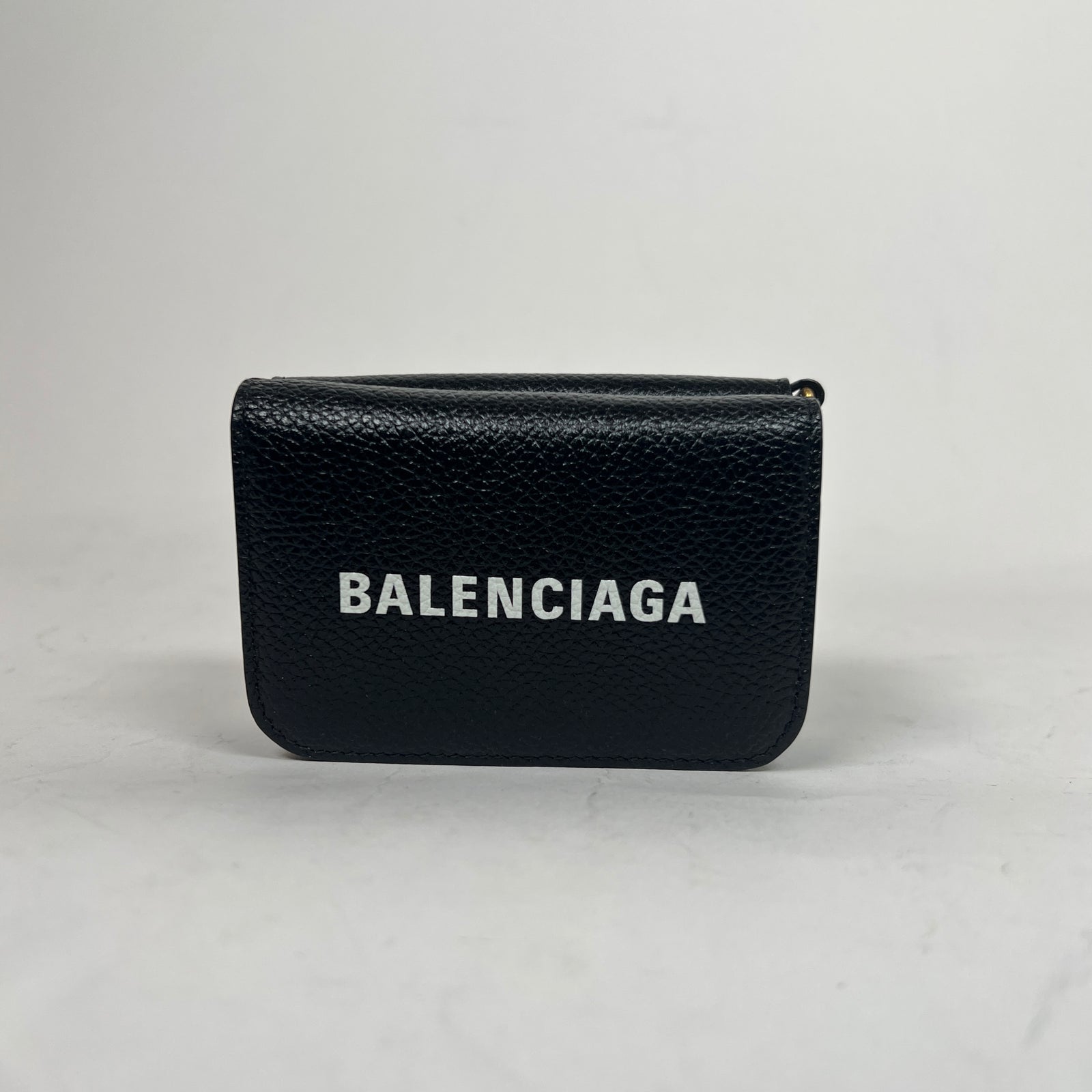 Balenciaga Black Leather Mini Wallet On Chain