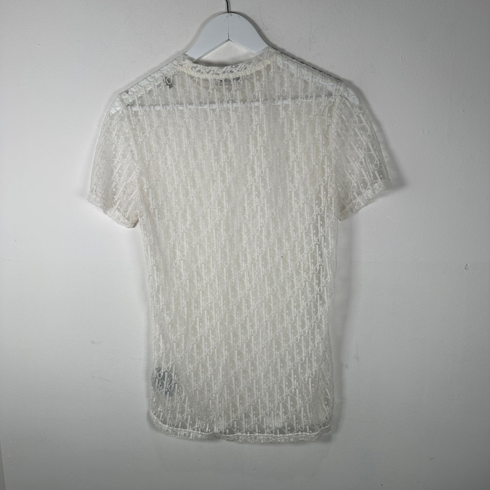 Dior White Oblique Mesh T-Shirt Size Small