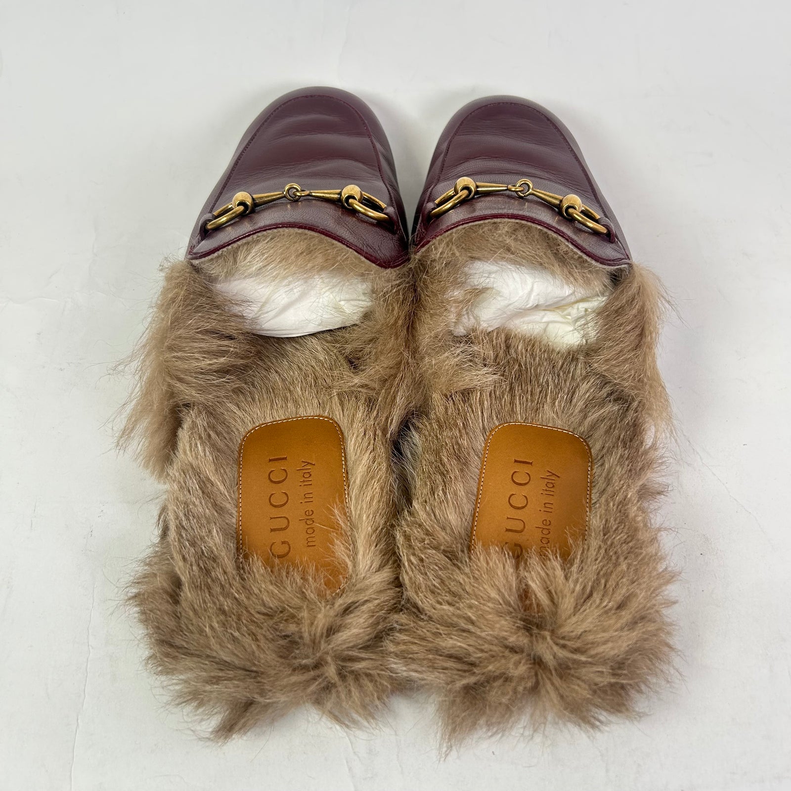 Gucci Princetown Horsebit Fur Mules