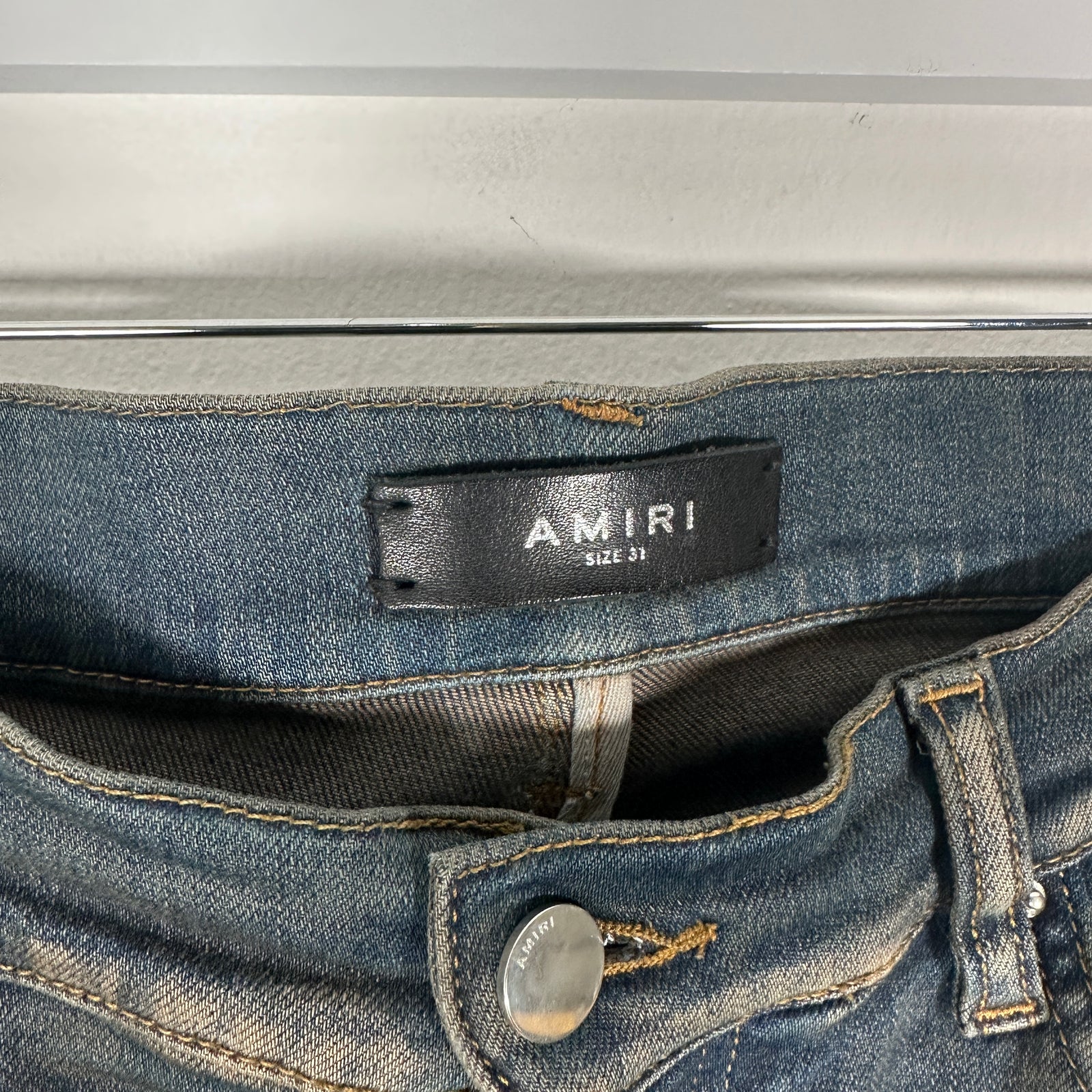Amiri Blue Washed Plaid MX1 Jeans Size 31