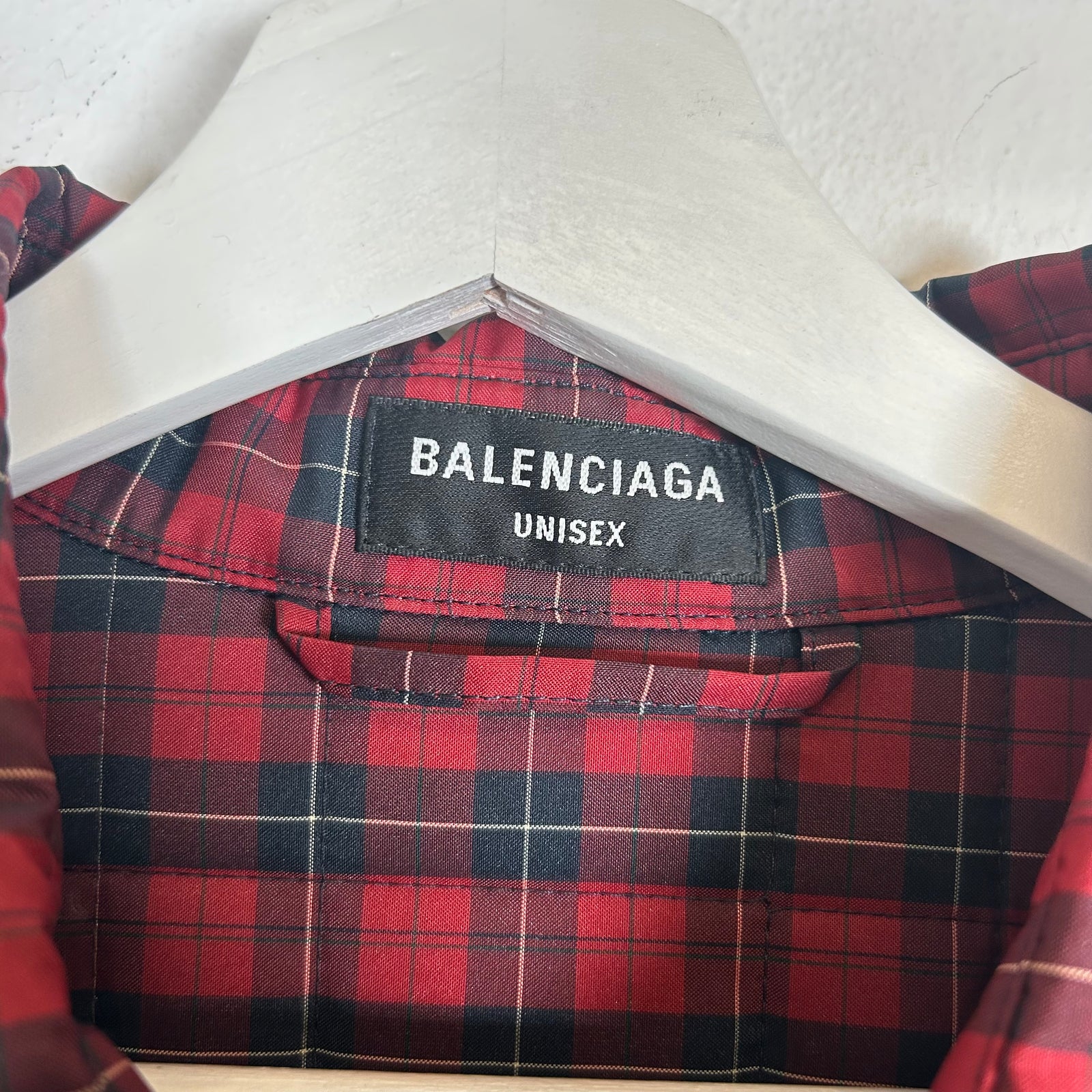 Balenciaga Red Padded Flannel Shirt Size 52