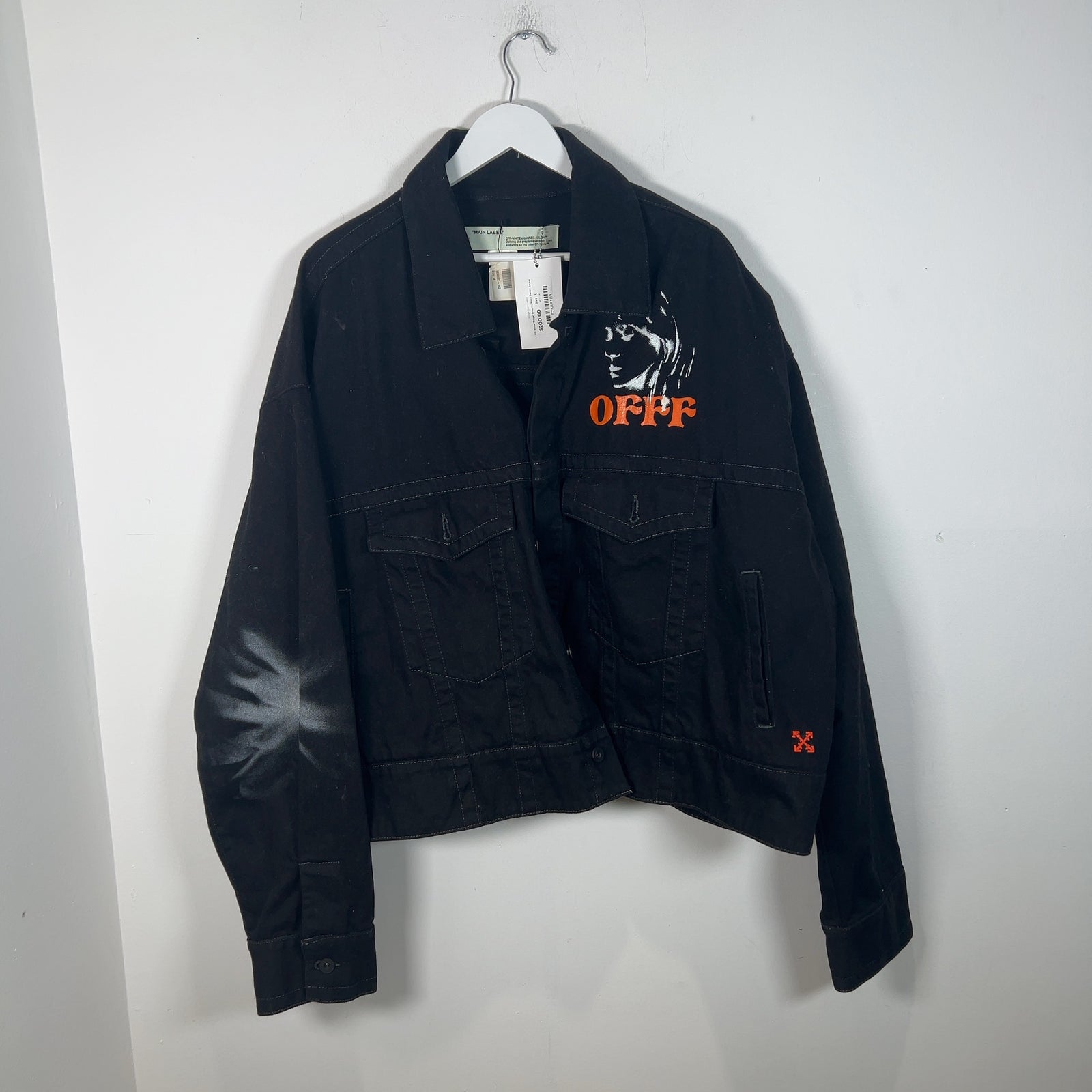 Off-White 'Beige' Graphic Black Denim Jacket