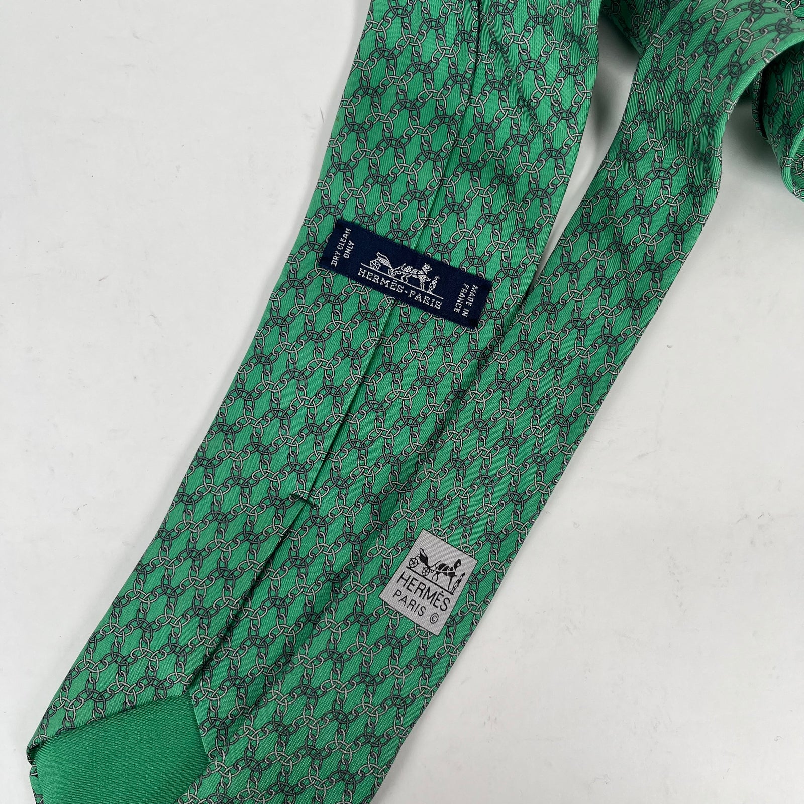 Hermes Green Chain Link Tie