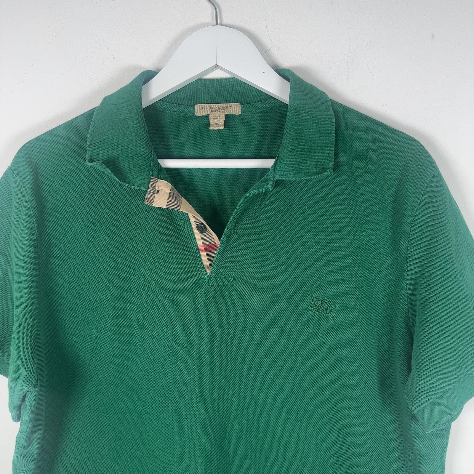 Burberry Green 1/4 Button Polo