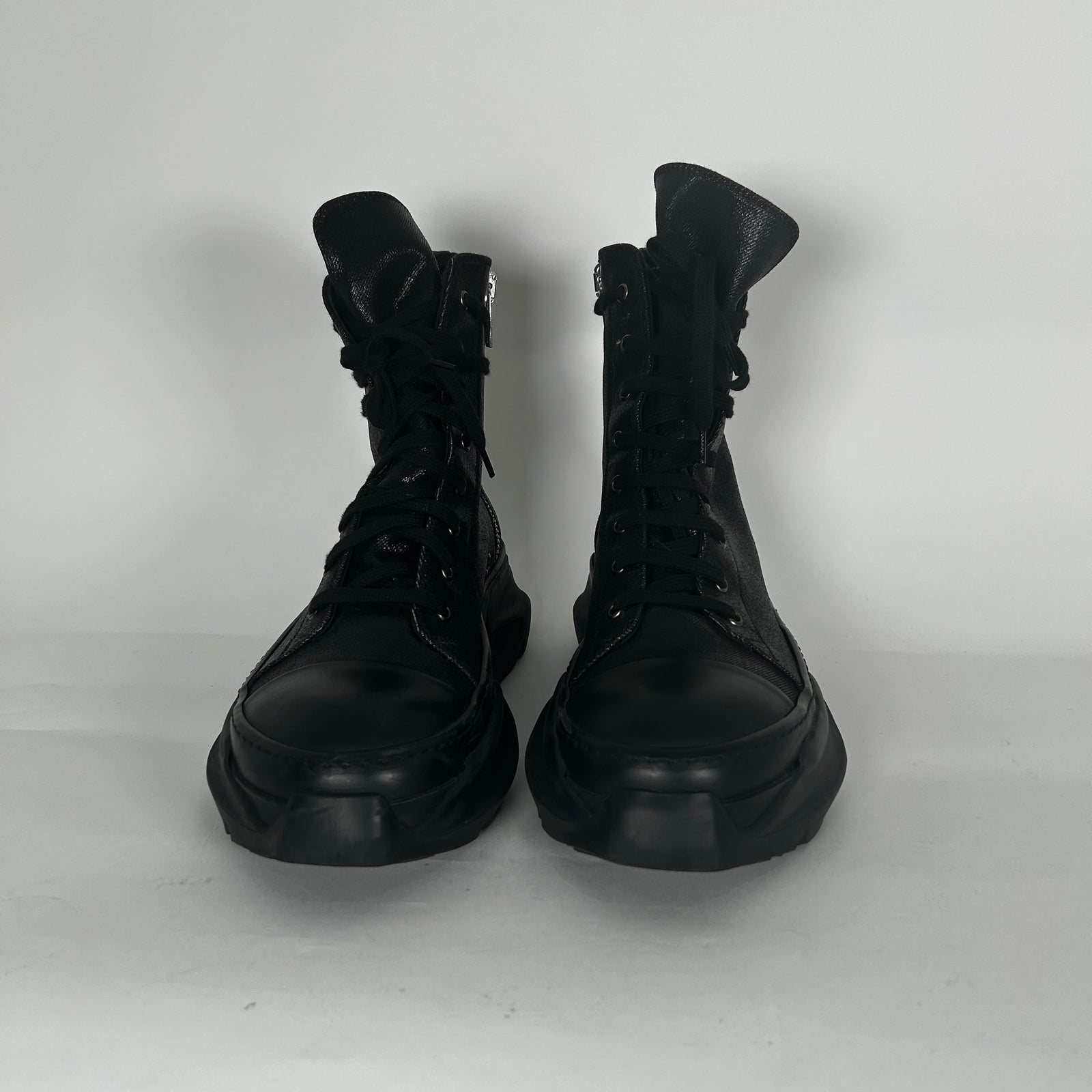 Rick Owens Black Waxed Abstract Ramones Sneaker Size 42.5