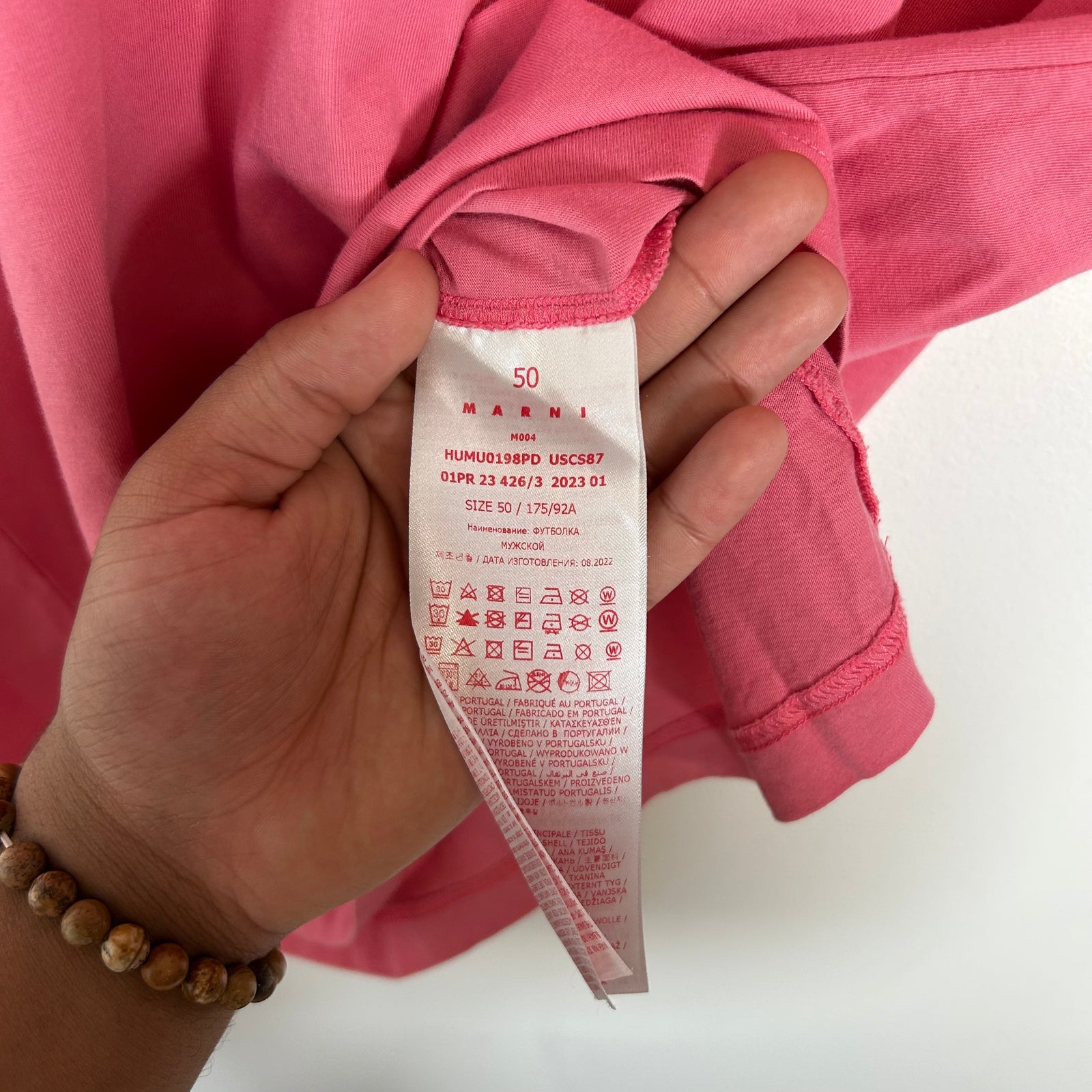 Marni Pink Logo Print T-Shirt Size M