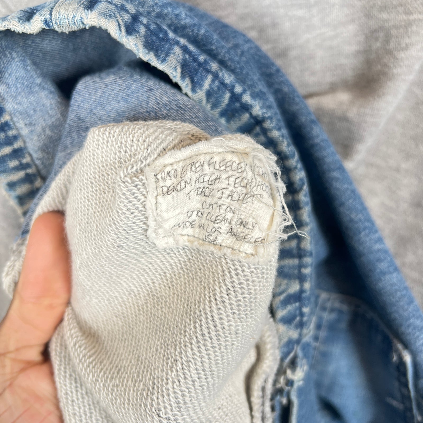 Greg Lauren Grey Striped 50/50 Zip-Up Hoodie Size 3