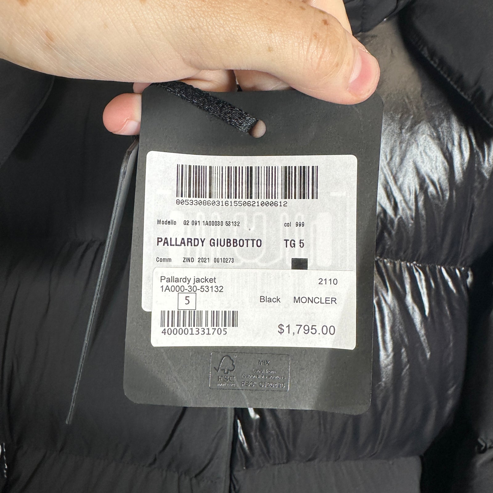Moncler Black Pallardy Giubbotto Puffer Back Logo Size 2XL