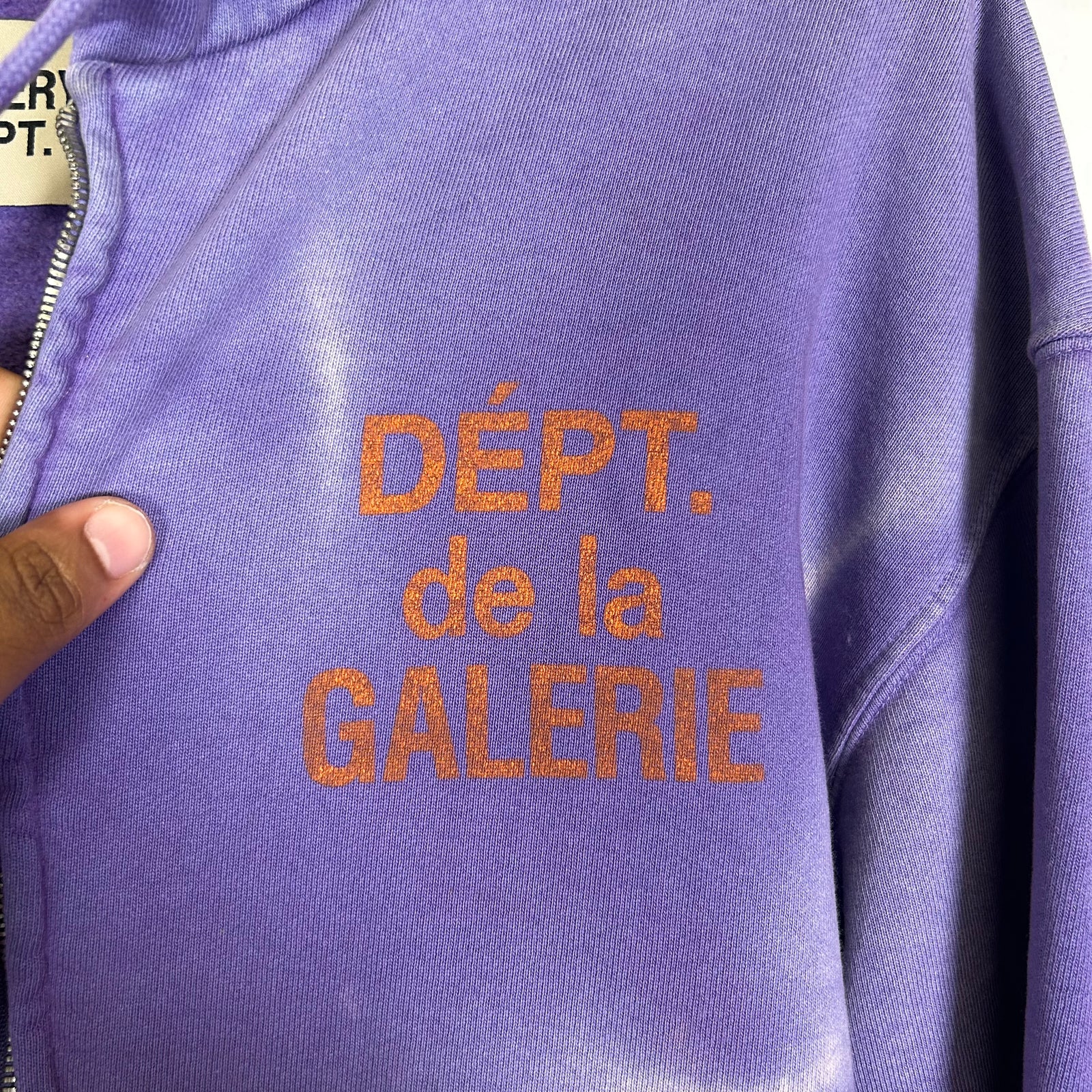 Gallery Dept Purple Sun Faded French Logo Zip-Up Hoodie Size M