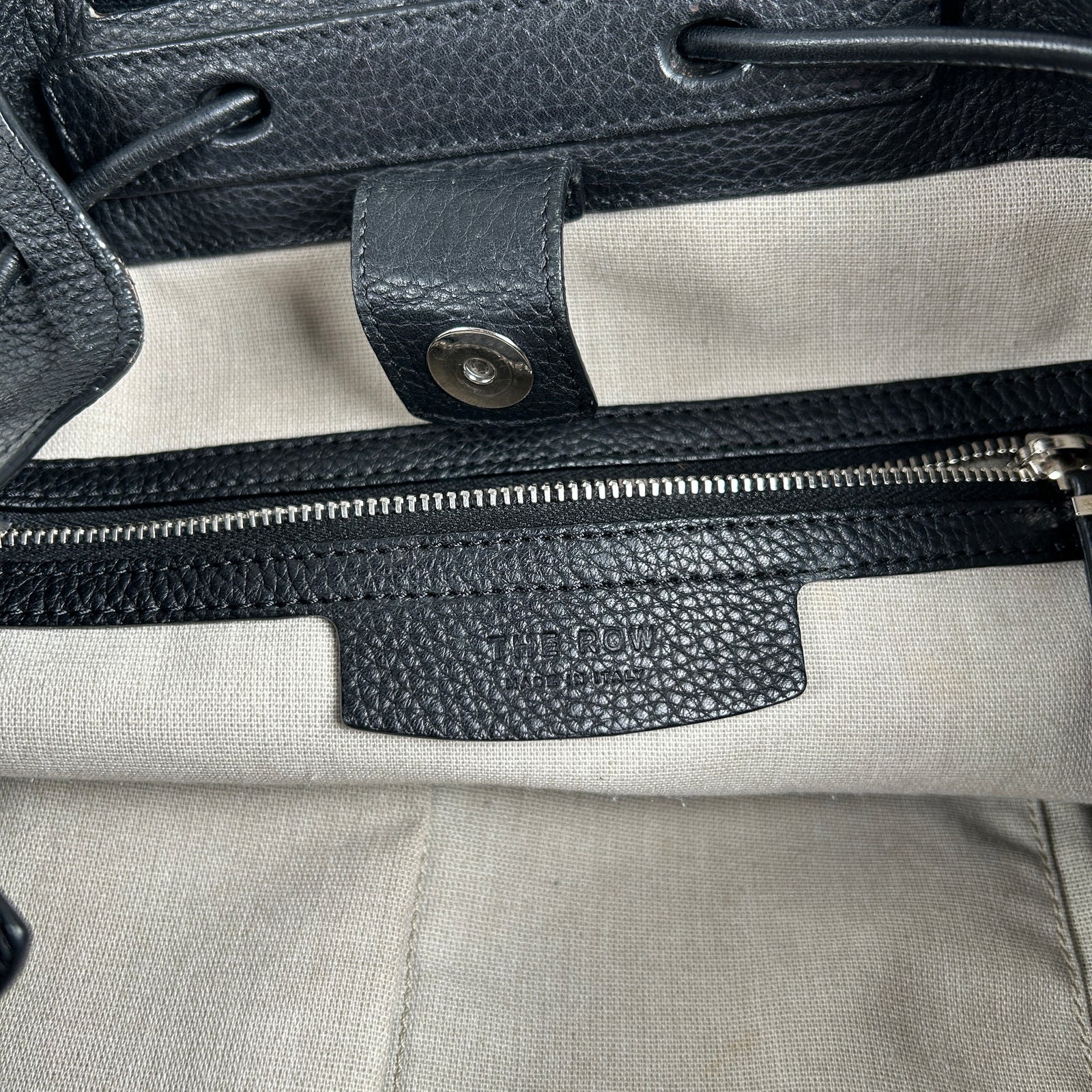 The Row Black Leather Bucket 10 Backpack