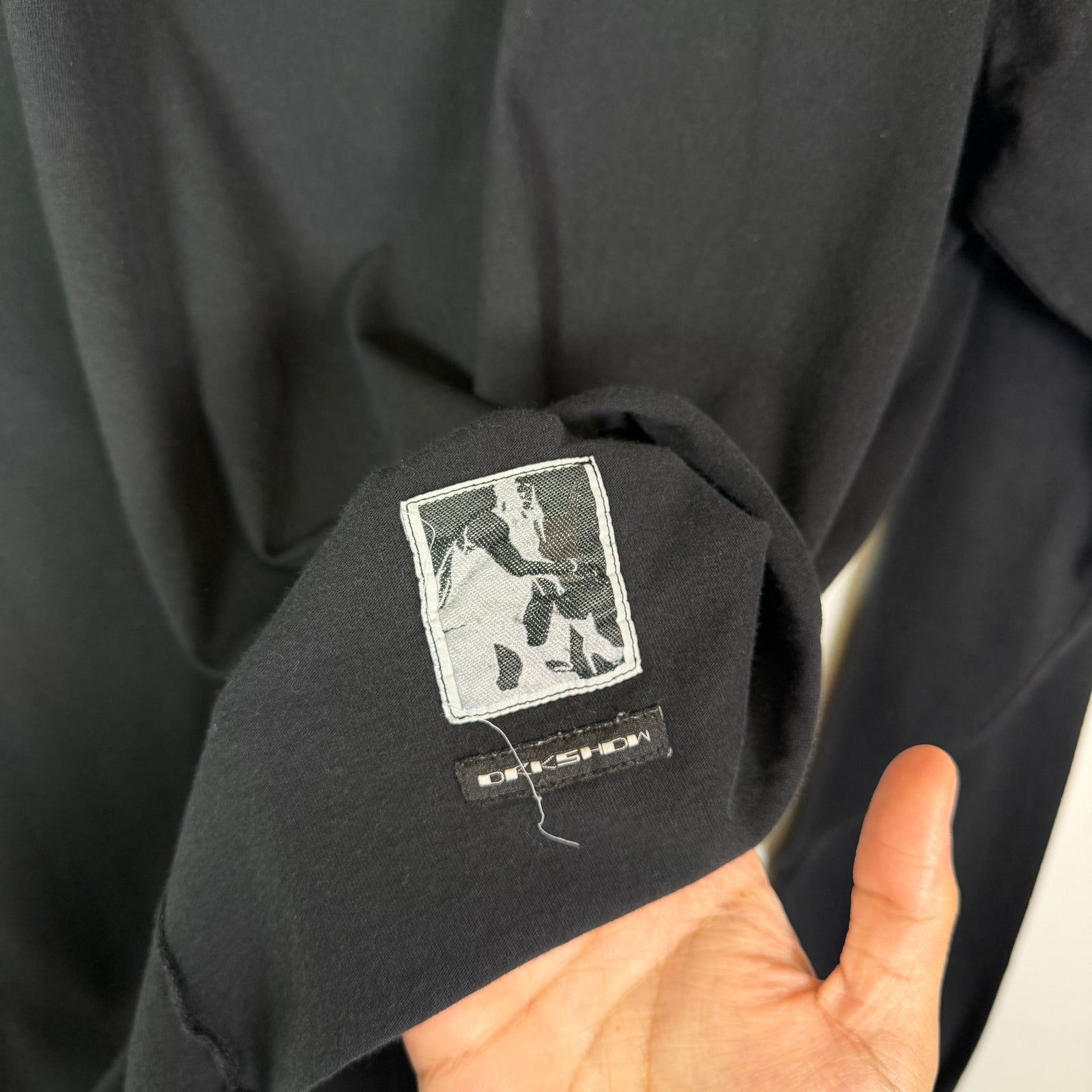 Rick Owens DRKSHDW Black Cropped Long-Sleeve Shirt Size OS
