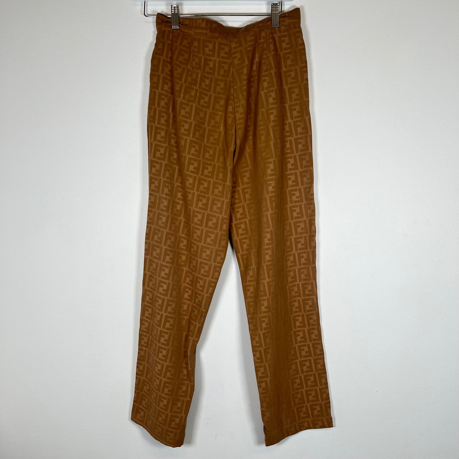 Fendi FF Monogram Tan Velour Pants Size 26