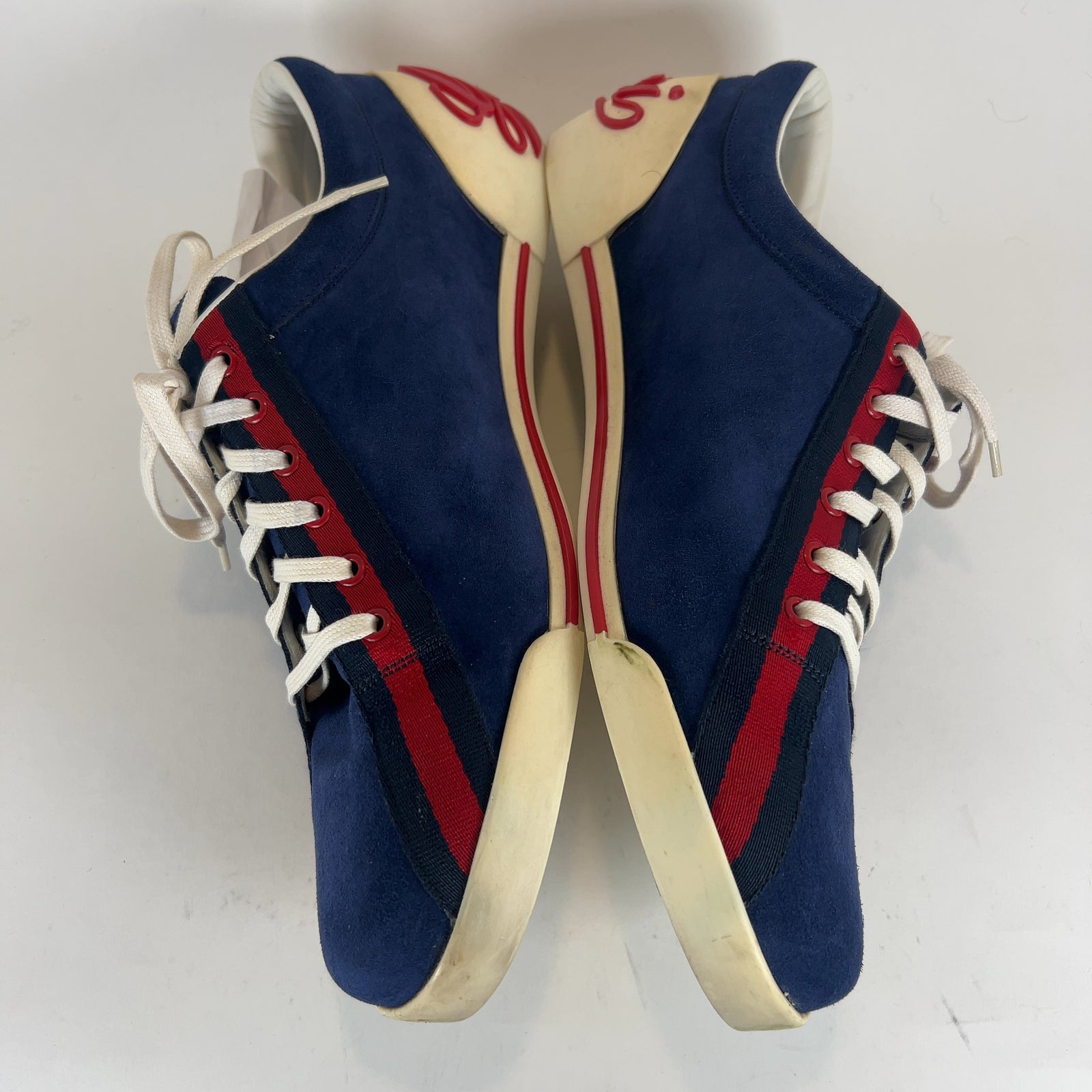 Gucci Boulevard Script Logo Suede Lowtop Sneakers