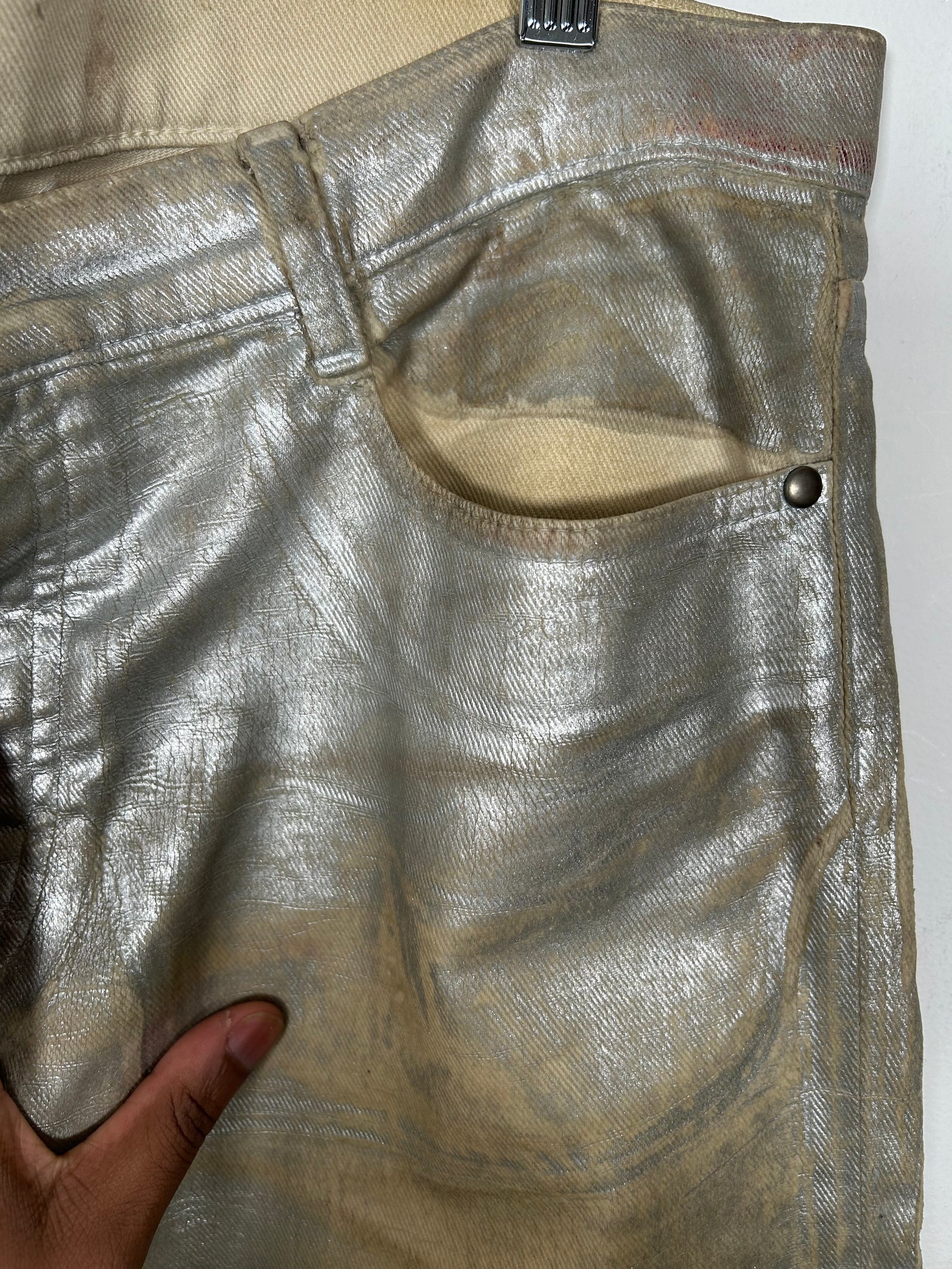 Maison Margiela Silver Painted Denim Size 34