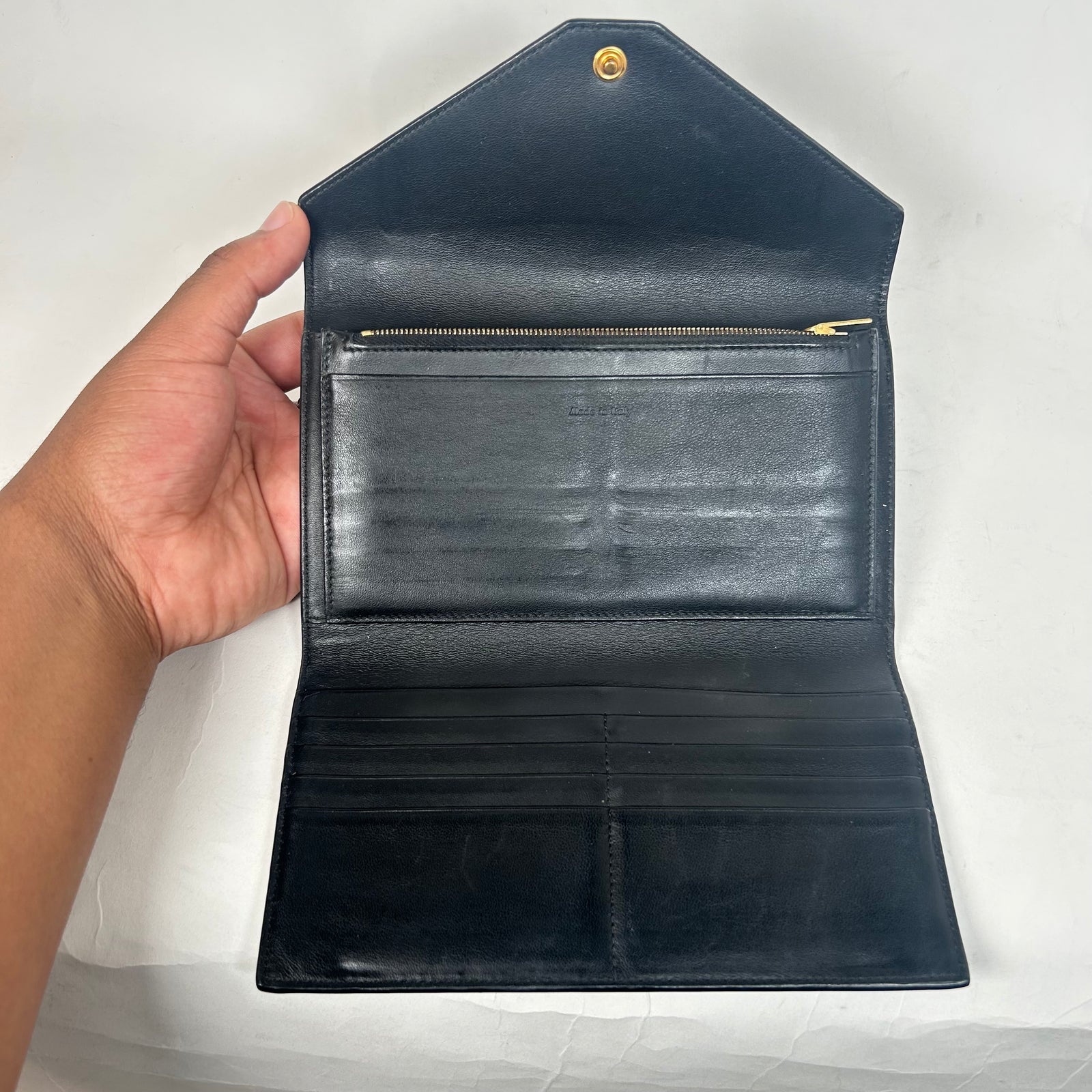 Celine Black/Green Calfskin Envelope Wallet