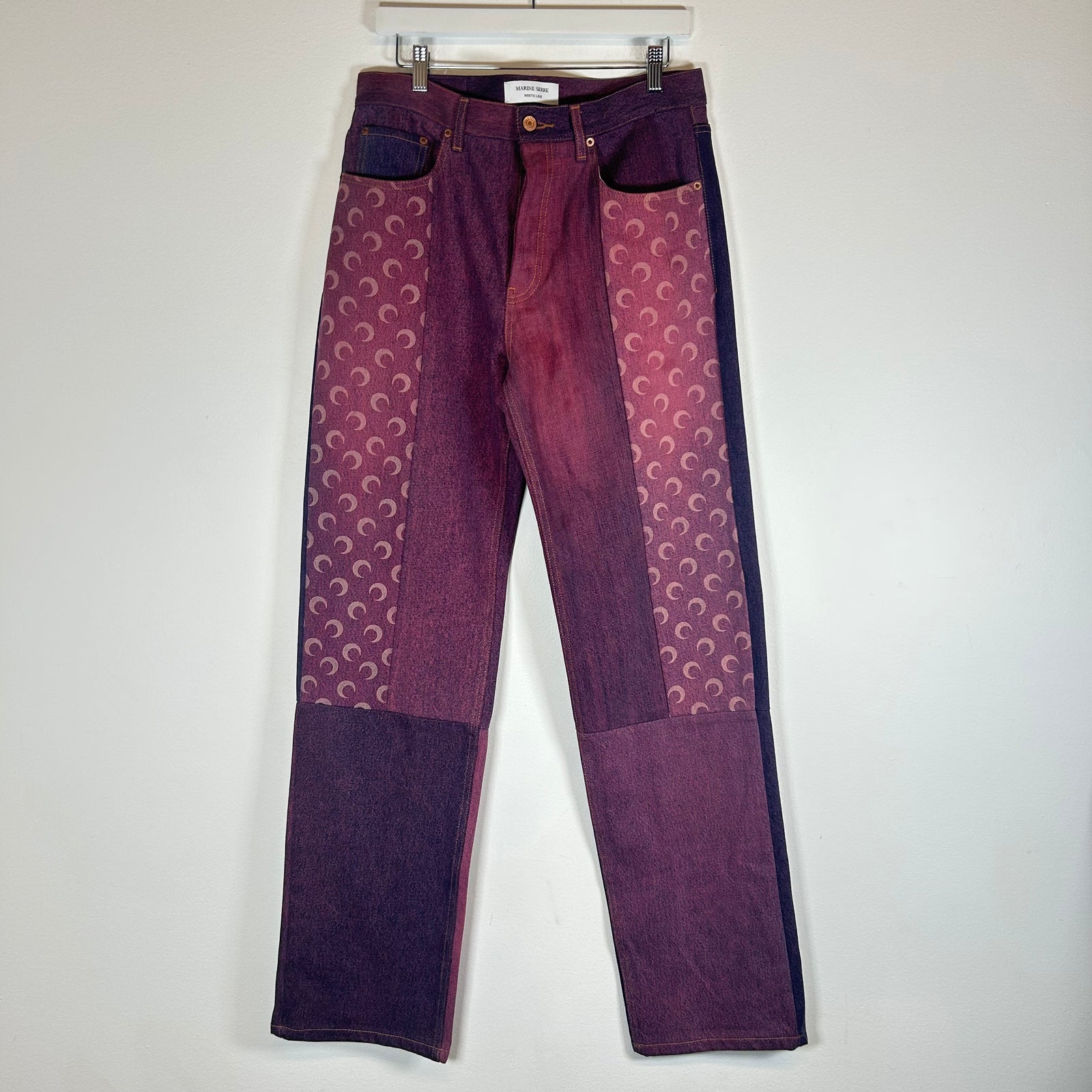 Marine Serre Purple Monogram Denim Jeans Size 32