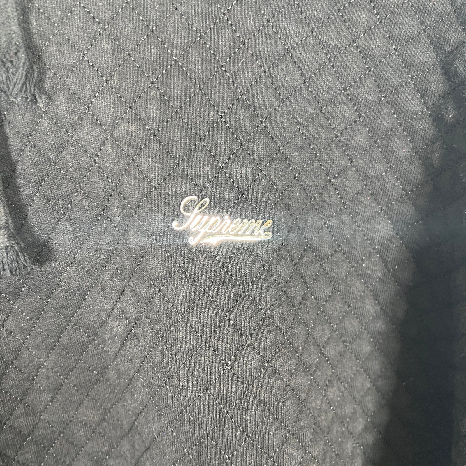 Supreme Black Quilted Hoodie Sz M