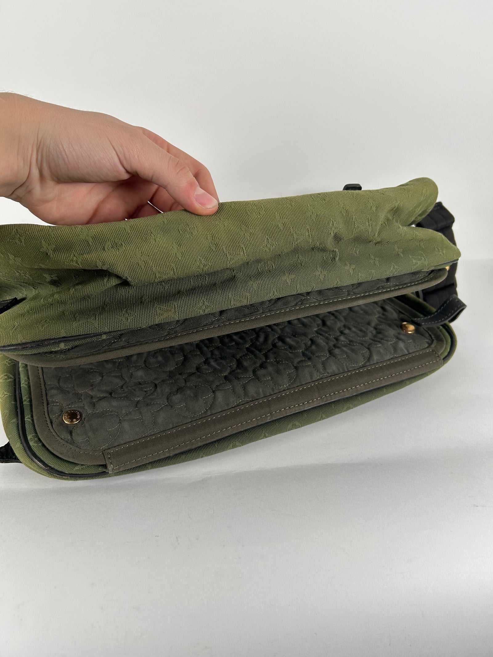 Louis Vuitton Mini Sac Maman Green Canvas Monogram Strap Bag