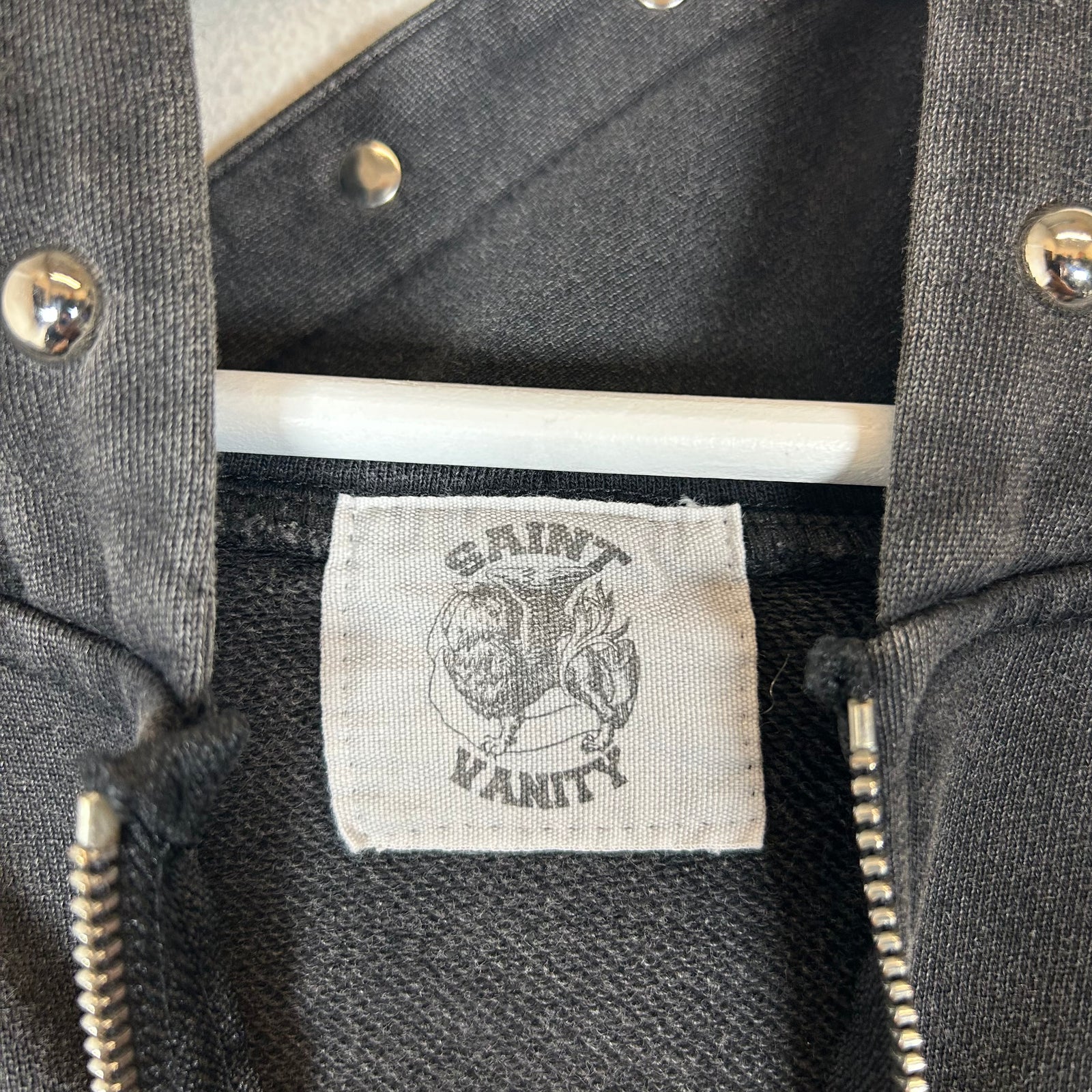Saint Vanity Dark Grey Terry Studded Zip-Up Hoodie Size XL