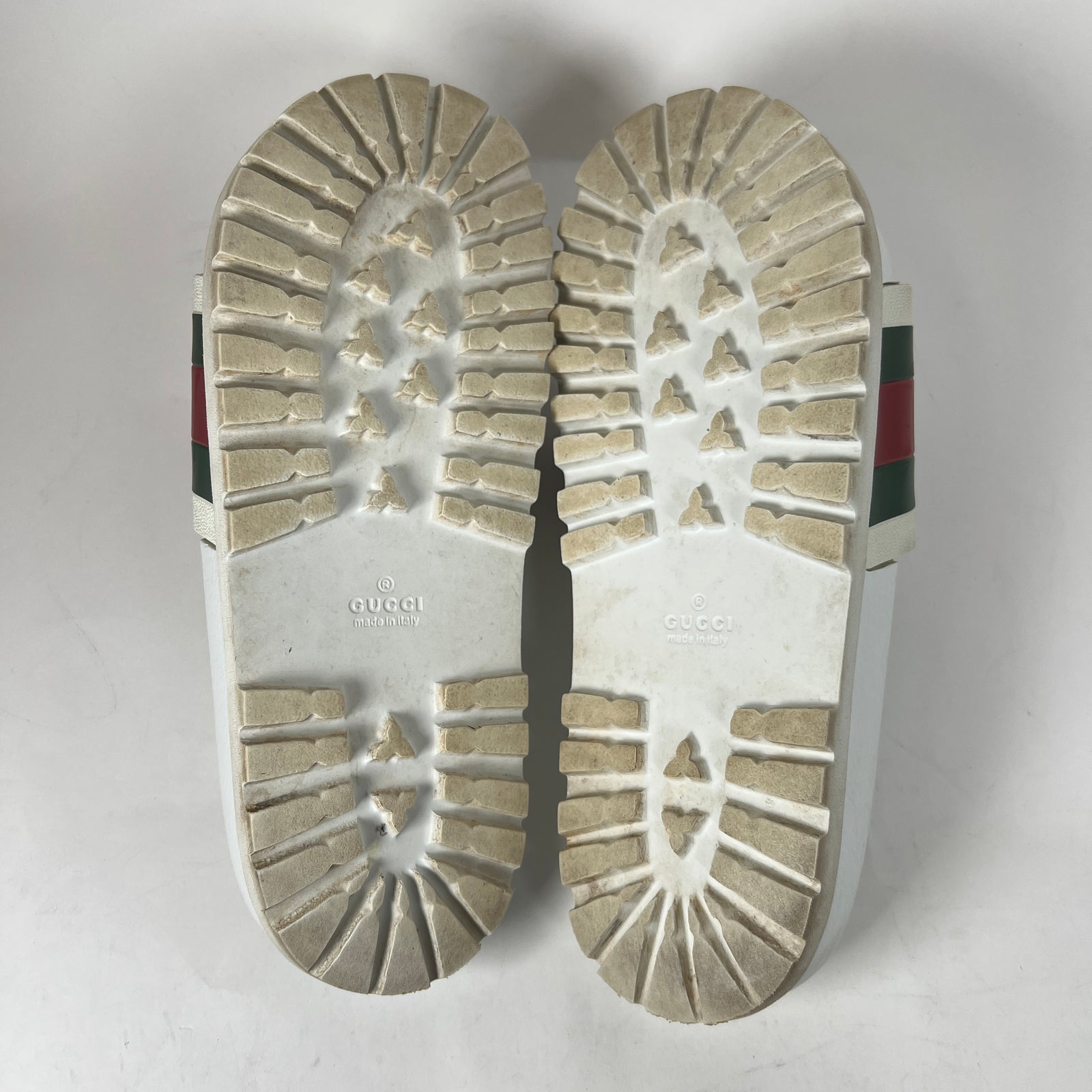 Gucci White Web Rubber Sandals Size GG 9