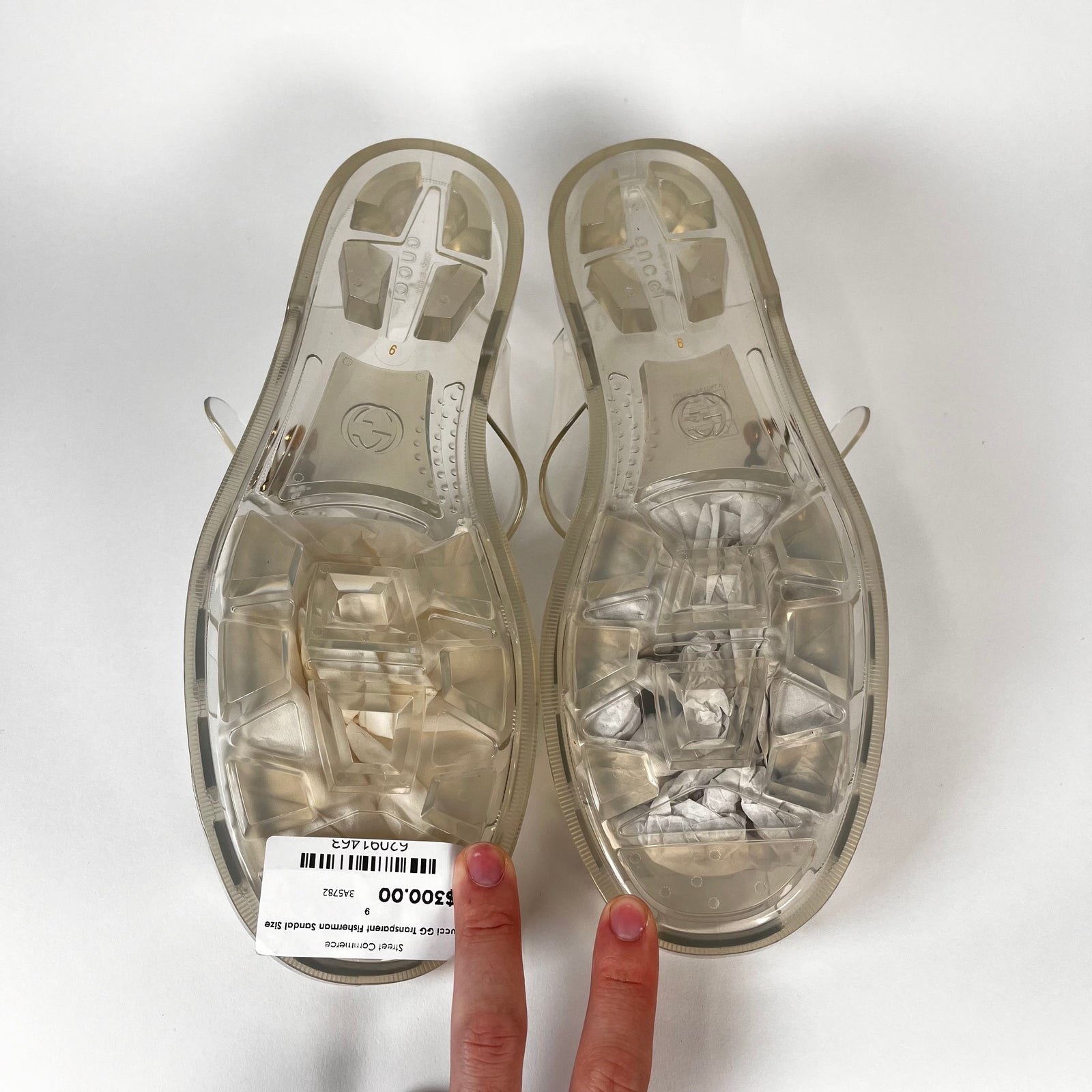 Gucci GG Transparent Fisherman Sandal Size 9