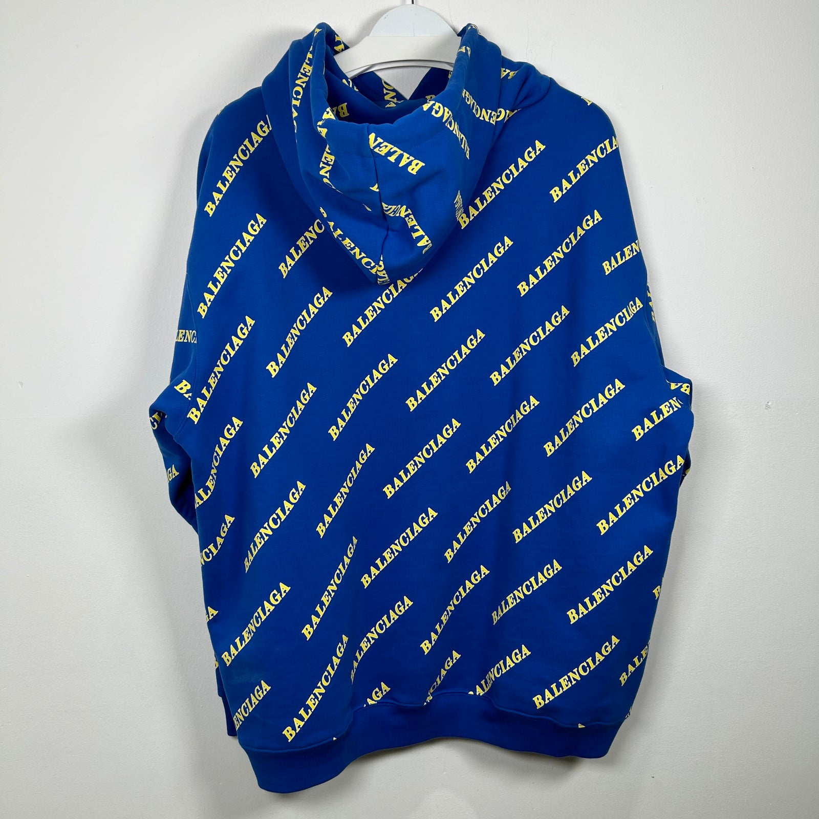 Balenciaga 2020 All Over Spell Out Logo Hoodie Size XL