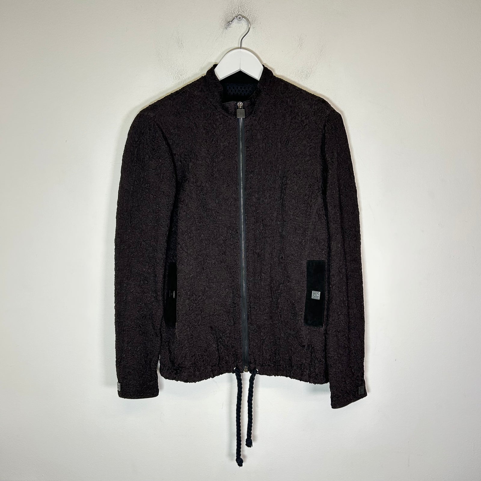 Chanel Brown Silk Textured Jacket Size 38