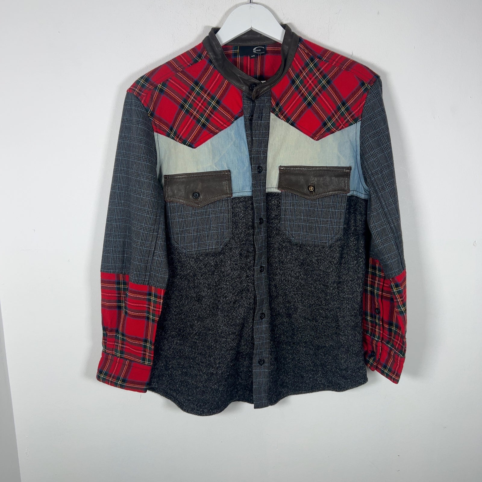 Cavalli Patchwork Button-Up Shirt