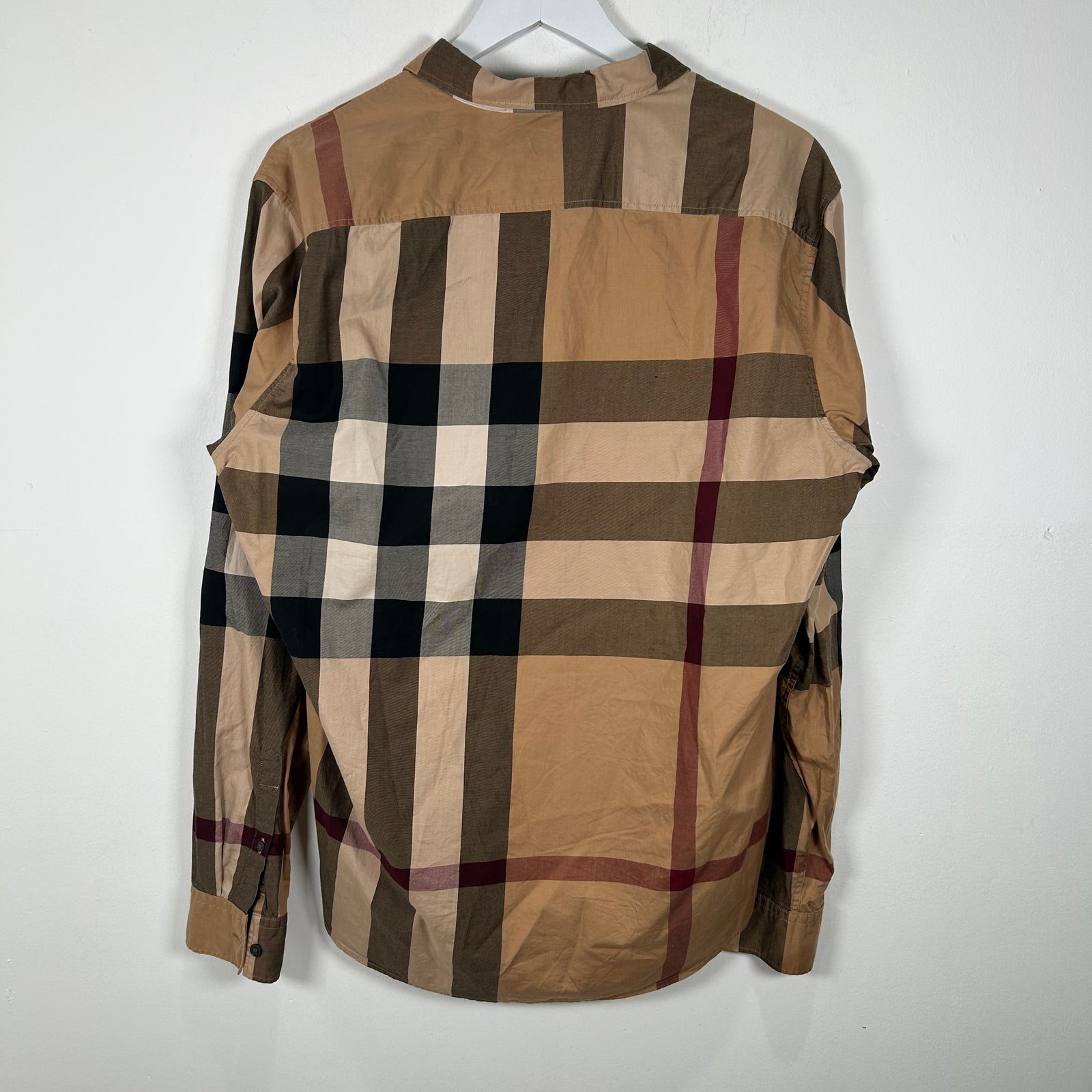 Burberry Brown Plaid Button-Up Shirt Size L