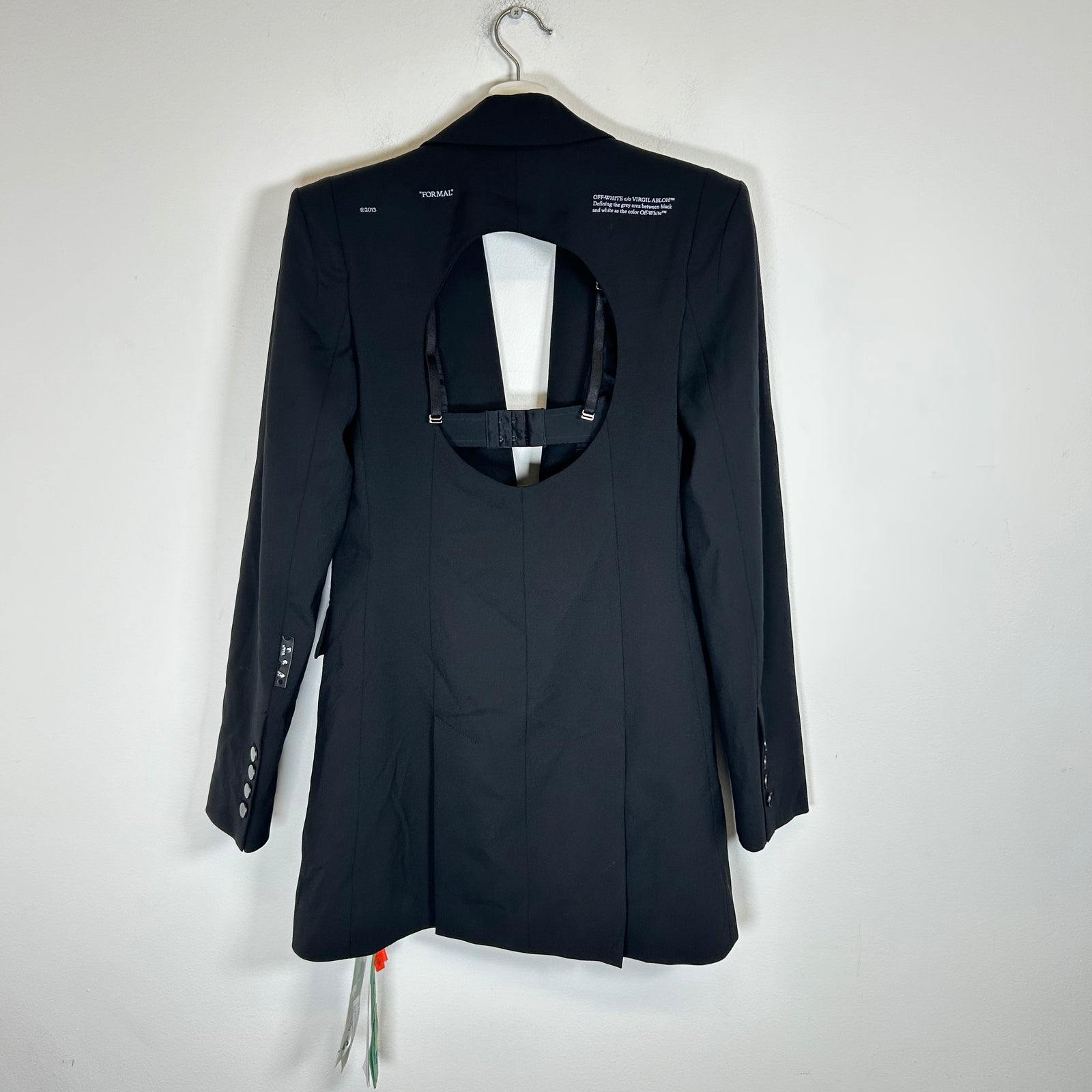 Off-White Black Open Back Twill Blazer Size 42