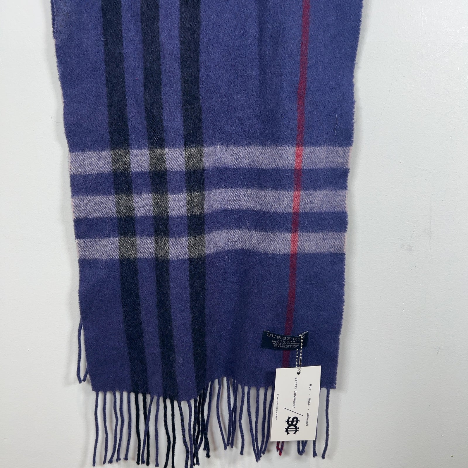 Burberry Purple Check Wool Scarf