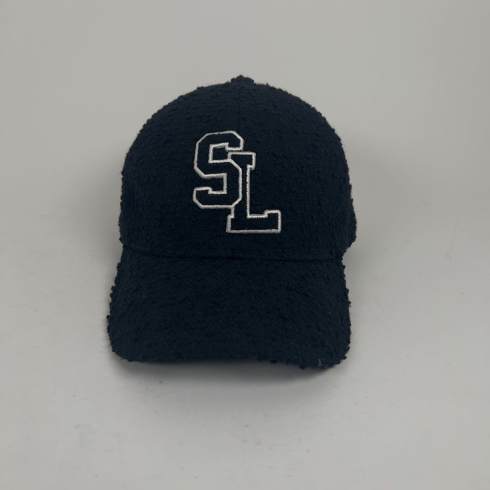 Saint Laurent Distressed Tweed 'SL' Logo Hat