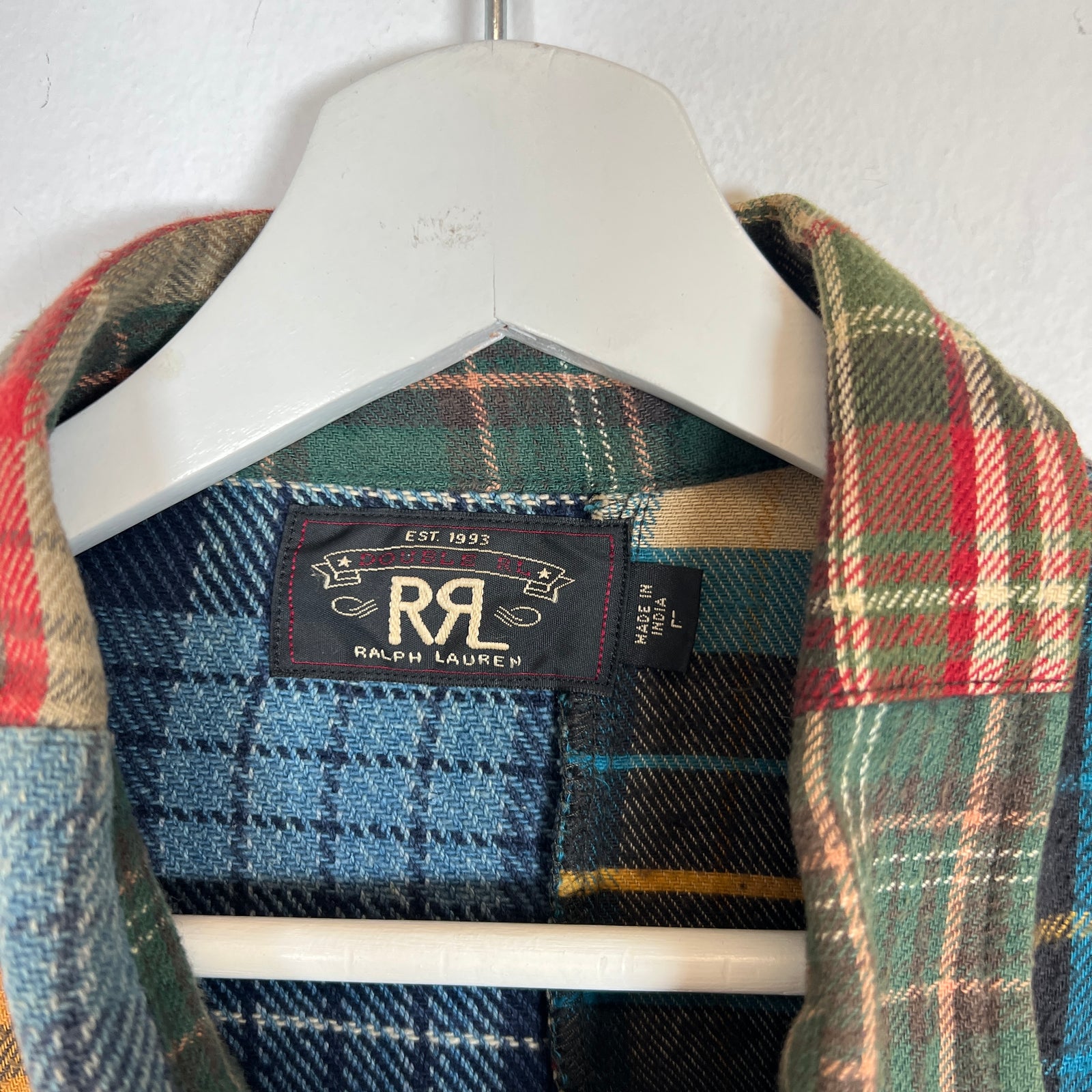 RRL Multicolor Patchwork Flannel Shirt Size L