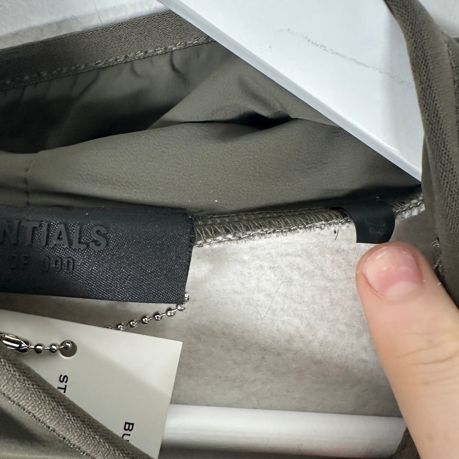 Essentials Oatmeal Nylon Fleece Hoodie Size M