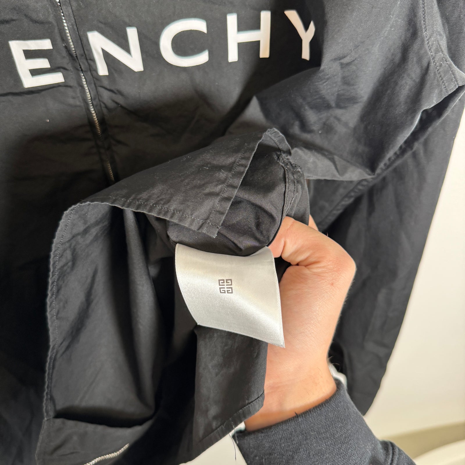 Givenchy Black Logo Zip-Up Shirt Size M