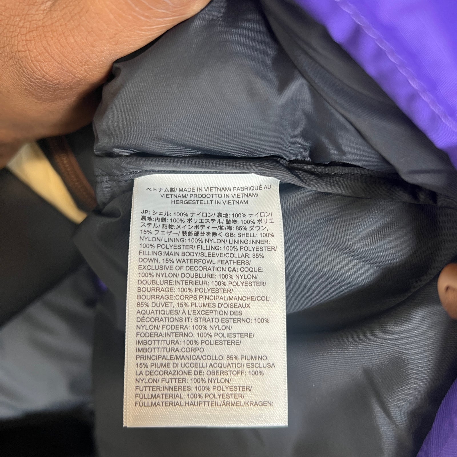 Supreme x The North Face Purple Split Nuptse Jacket Size L