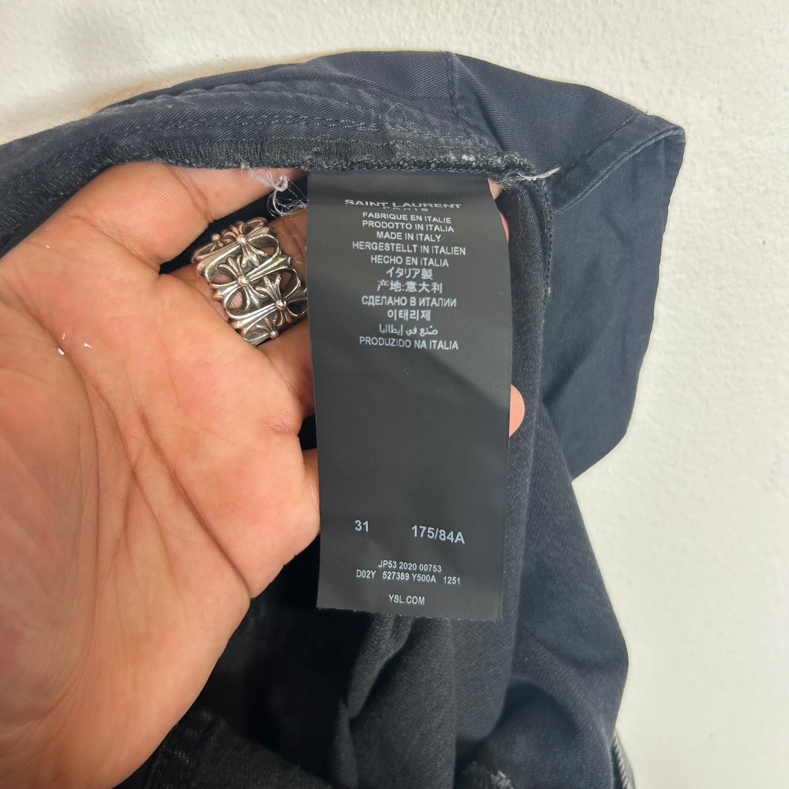 Saint Laurent D02 Black Stone Wash Jeans Size 31