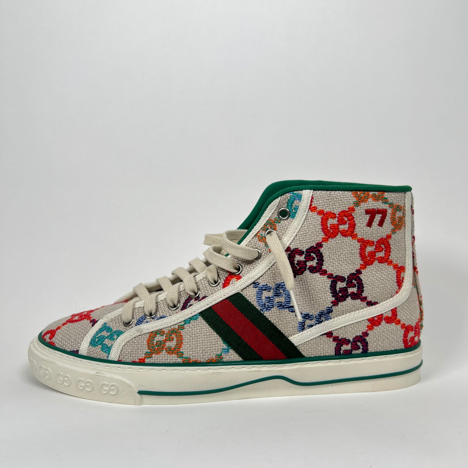 Gucci Multi Color Tennis 1977 High-Top Sneaker Size GG 9.5