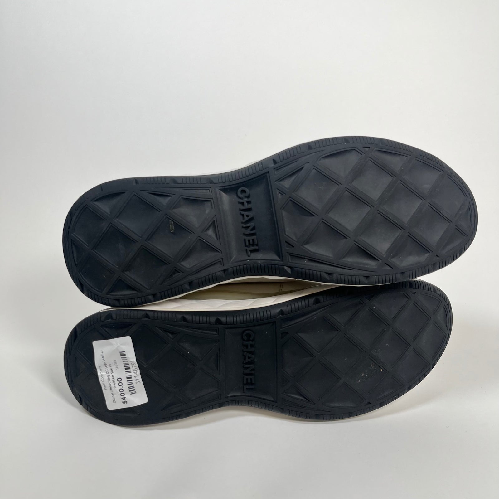 Chanel Interlocking CC Logo Leather Sneakers Size 45