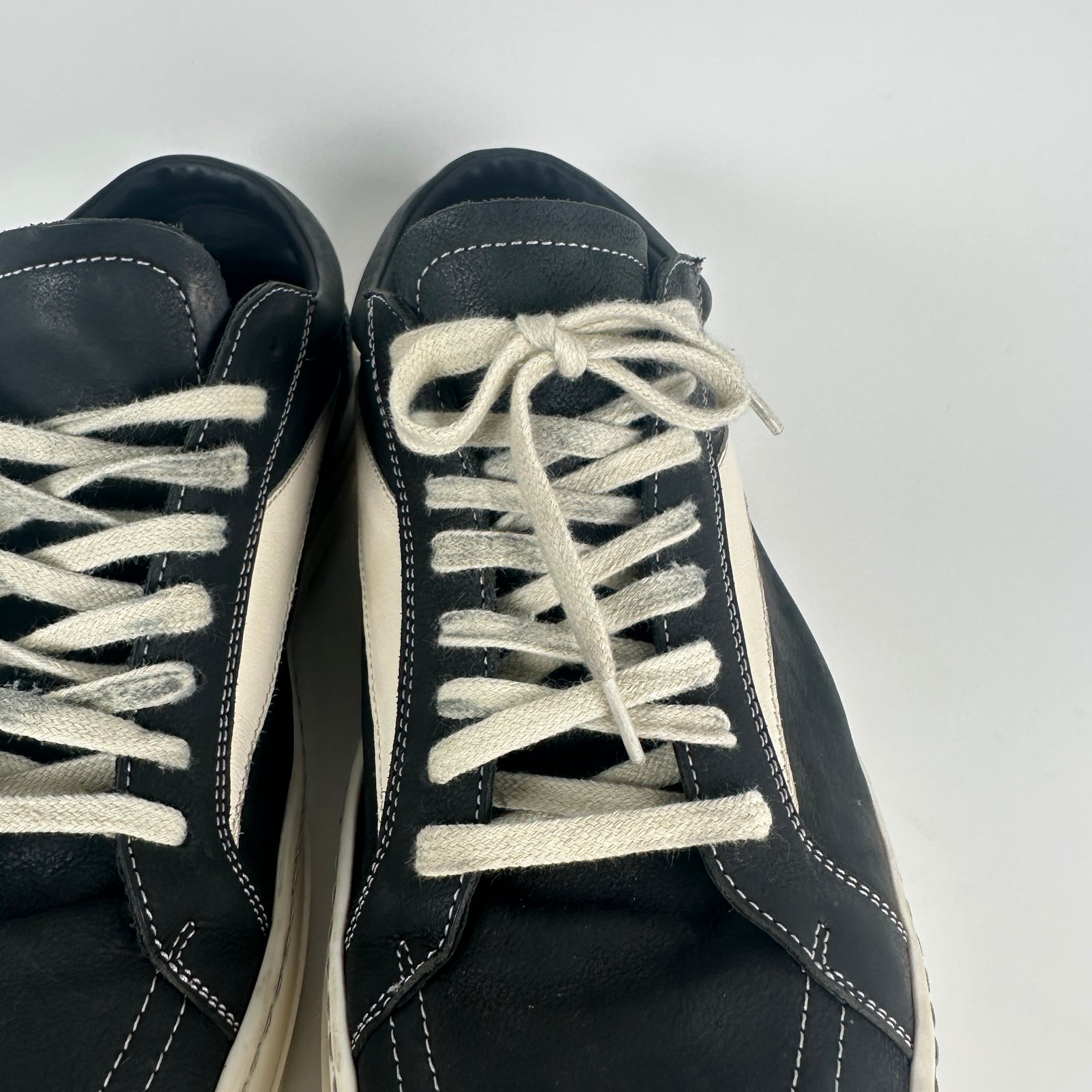 Rick Owens Black/Milk Vintage Low Top Sneakers Size 44