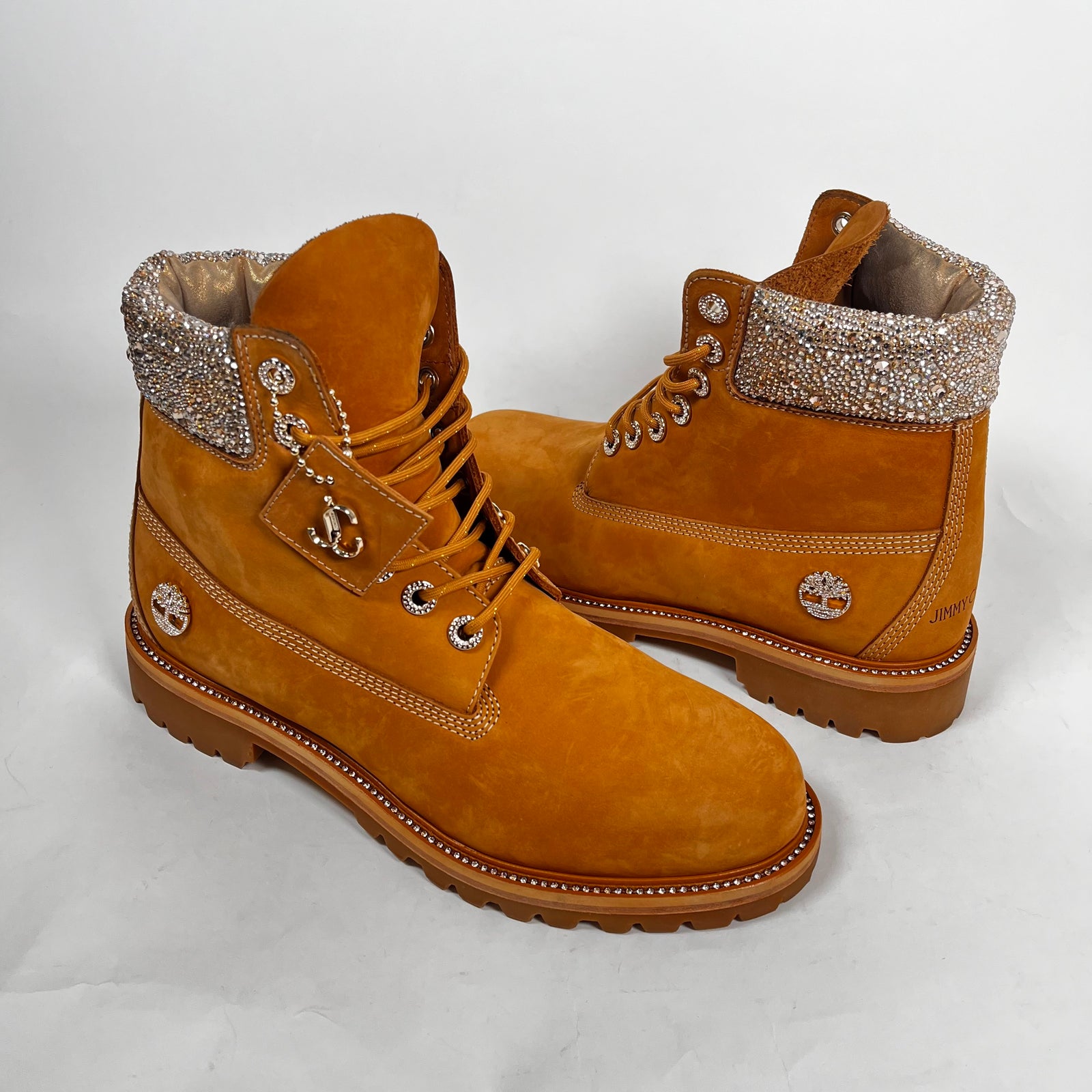 Jimmy Choo Timberland 6" Wheat Swarvoski Boots Size 10.5