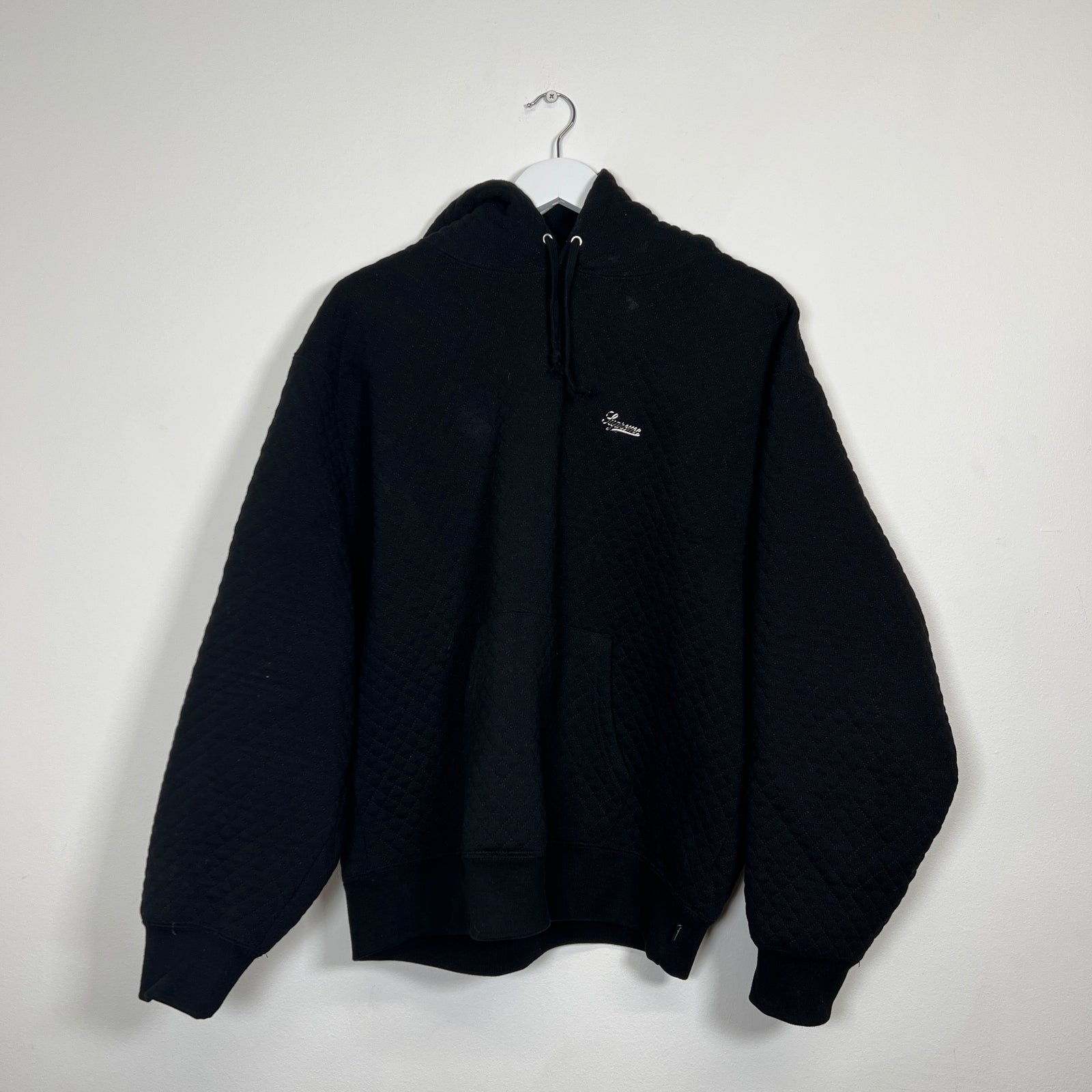 Supreme Black Quilted Hoodie Sz M