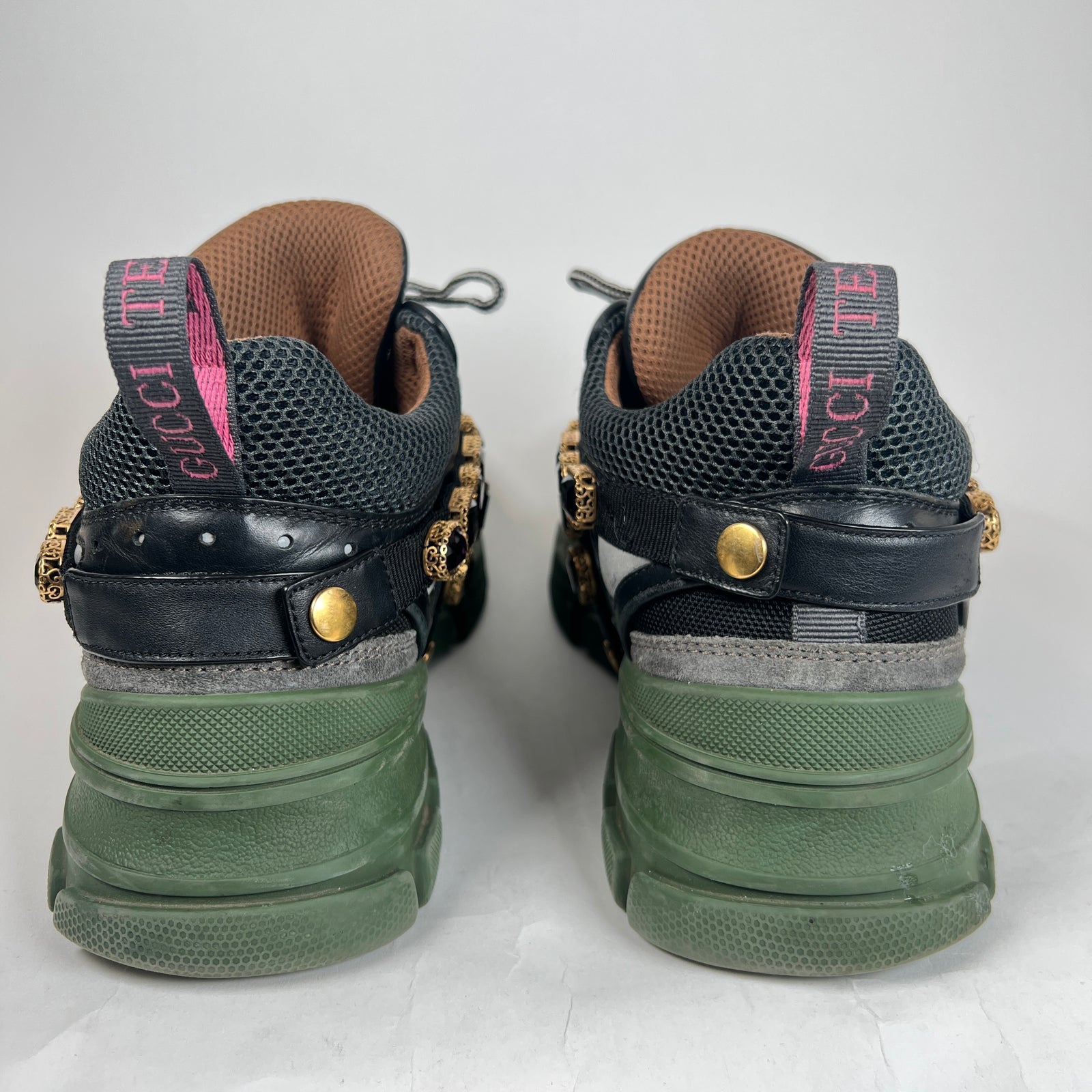 Gucci Green/Black Crystal Flashtrek Sneaker Size GG 10.5