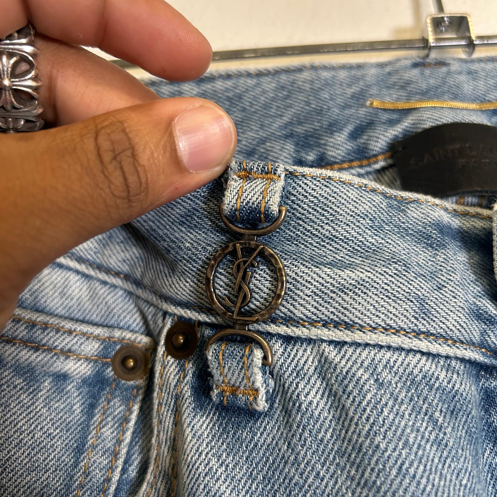 Saint Laurent Washed Blue Cassandra High Waist D53 Jeans Size 26