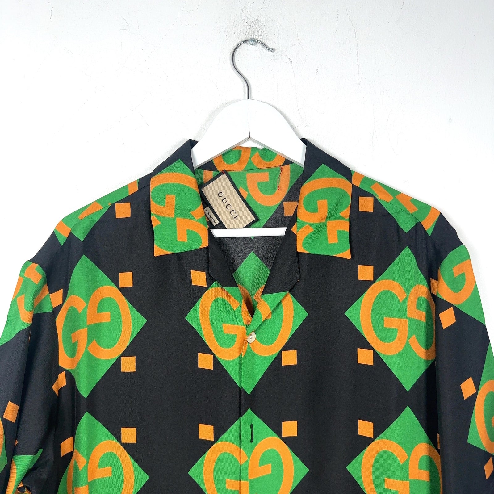 Gucci Mono-Block Silk Button-Up Shirt